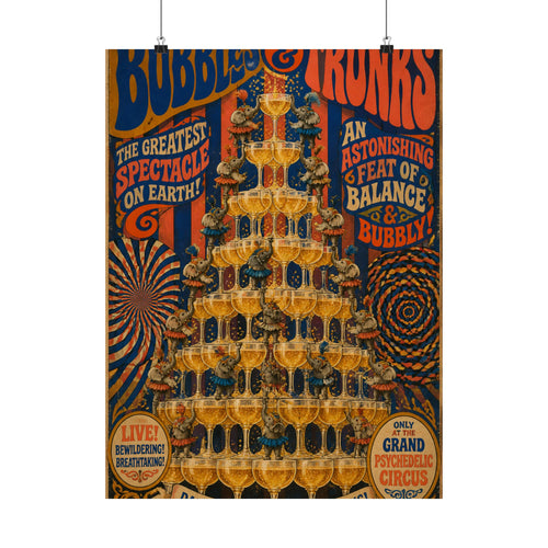 Champagne Tower Elephants Wall Art Poster 18×24 Psychedelic Cafe Decor Maximalist Print