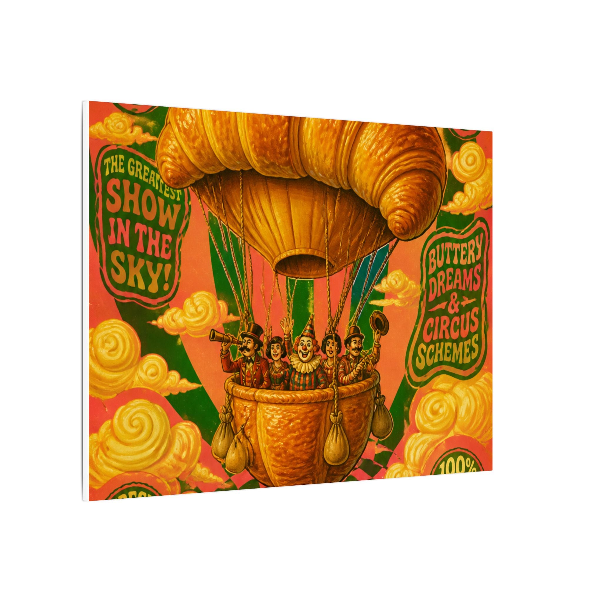Croissant Hot Air Balloon Wall Art Canvas 24×36 Psychedelic Dining Room Decor Maximalist Print