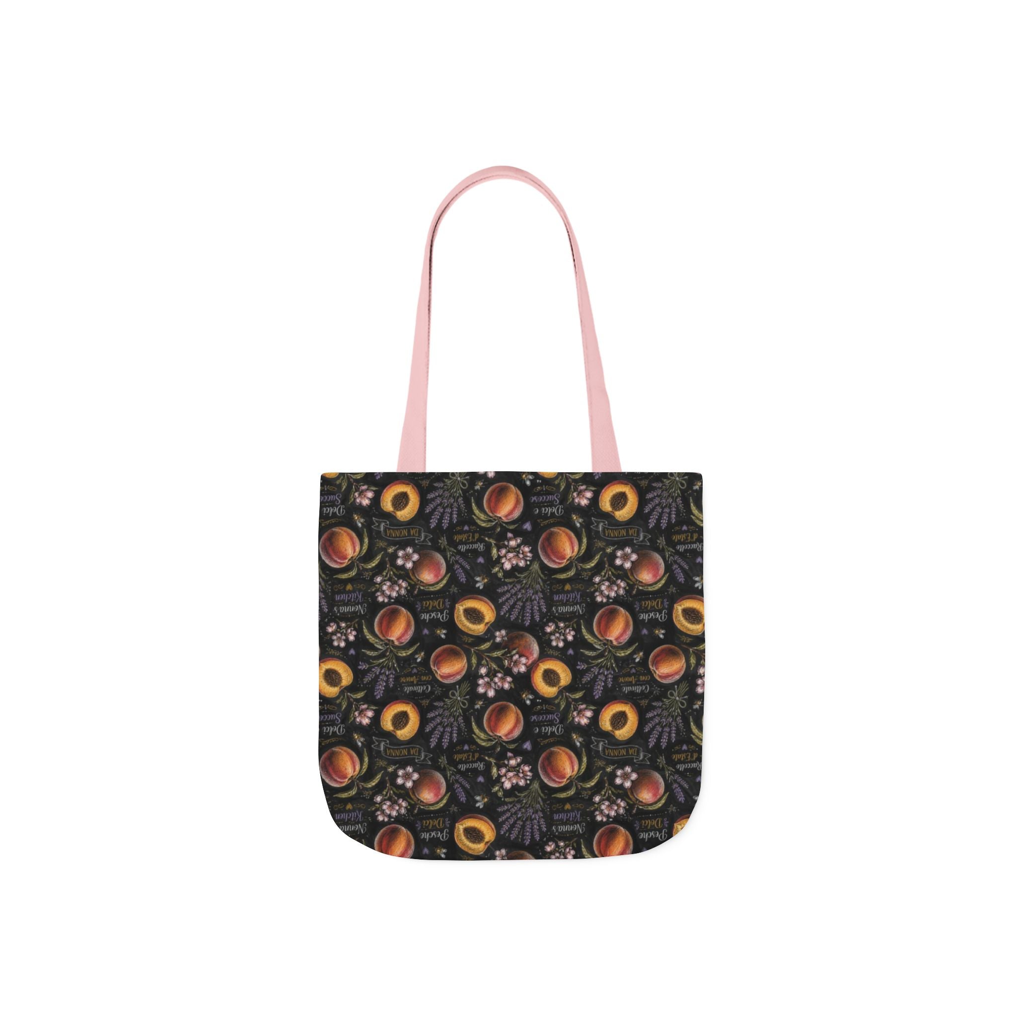 Ripe Peaches Canvas Tote Bag Mediterranean Kitchen Chalk Art Design Italian Cottagecore Gift