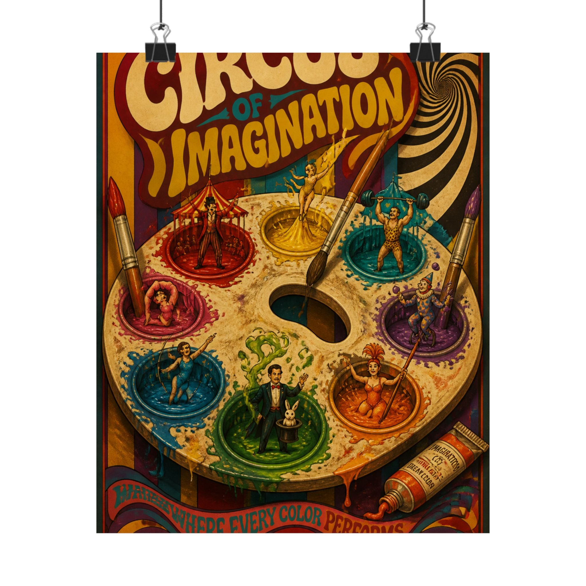 Paint Palette Stage Wall Art Poster 24×36 Psychedelic Dining Room Decor Maximalist Print