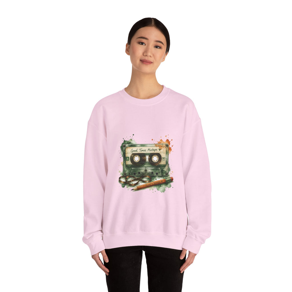 Matching Couple Sweatshirt - Vinyl & Cassette Matching Couple Premium Fleece Sweatshirt Watercolor Art His Hers Birthday Gift - Design B