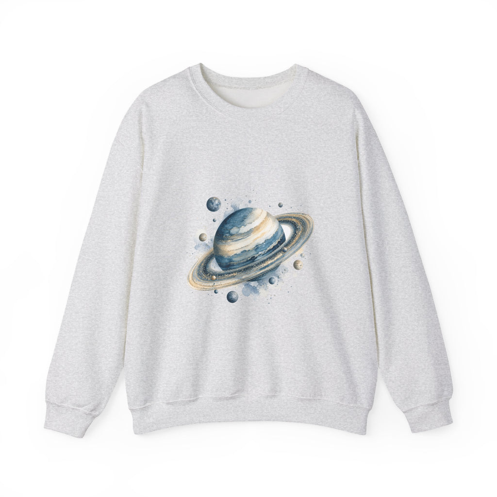 Matching Couple Sweatshirt - Astronaut & Planet Matching Couple Crewneck Sweatshirt Watercolor Art His Hers Engagement Gift - Design B