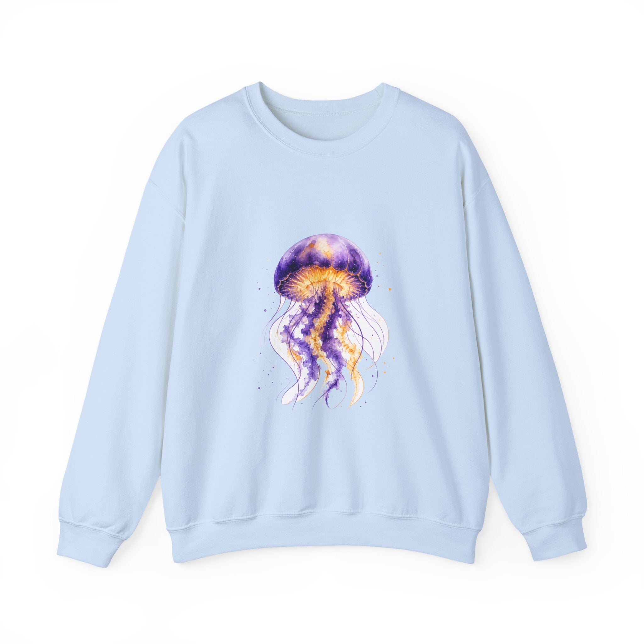 Matching Couple Sweatshirt - Octopus & Jellyfish Matching Couple Comfort Colors Crew Watercolor Art His Hers Birthday Gift - Design B