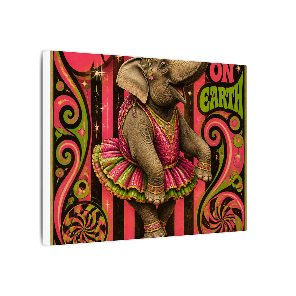 Elephant on Ball Wall Art Canvas 24×36 Psychedelic Dining Room Decor Maximalist Print