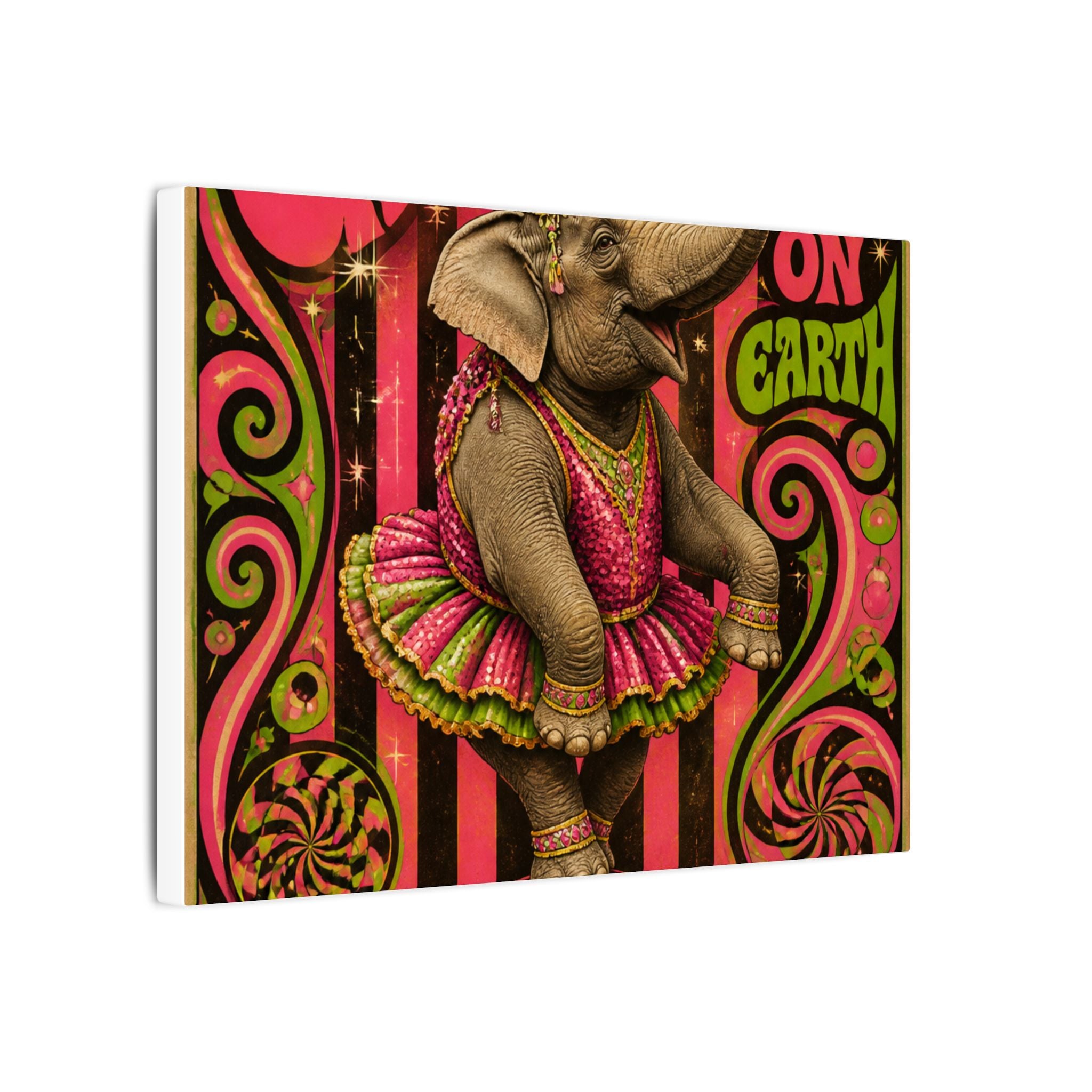 Elephant on Ball Wall Art Canvas 24×36 Psychedelic Dining Room Decor Maximalist Print