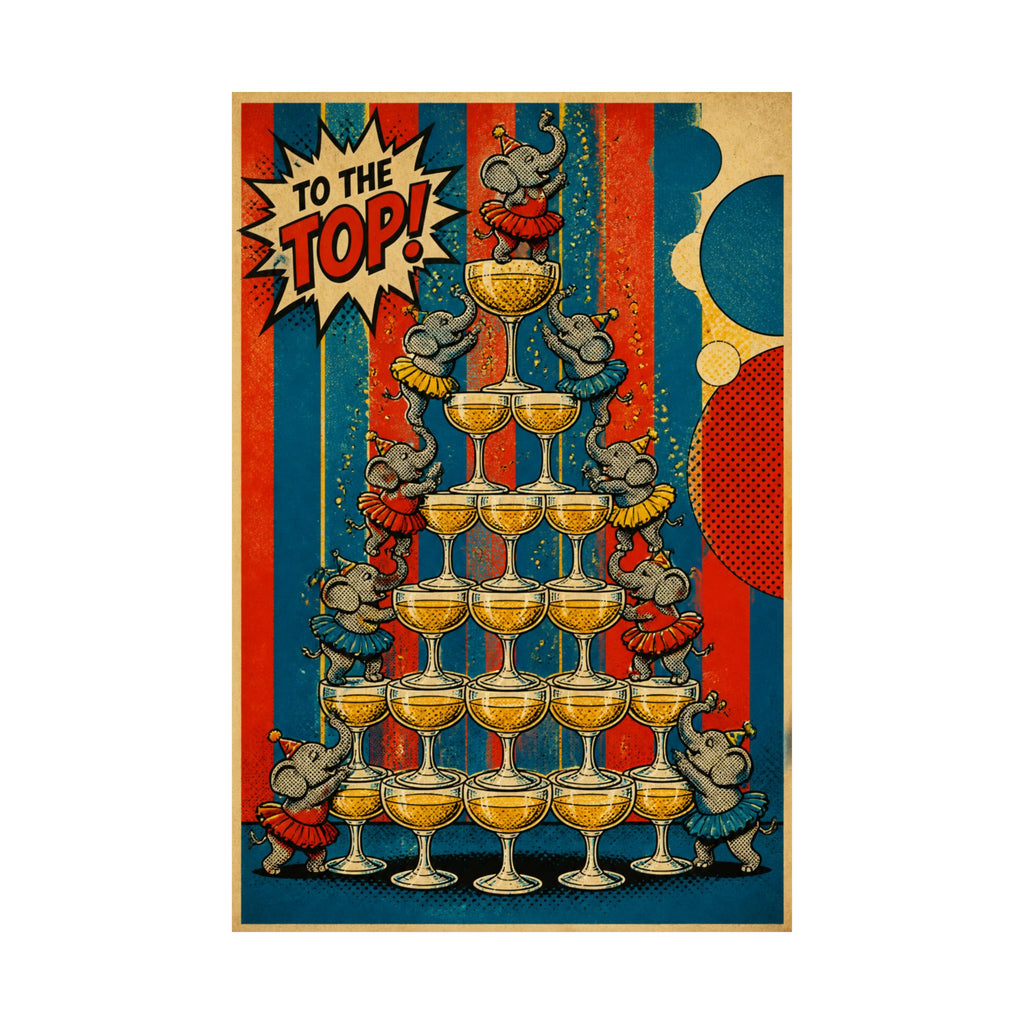 Champagne Tower Elephants Wall Art Poster 24×36 Pop Art Restaurant Decor Maximalist Print