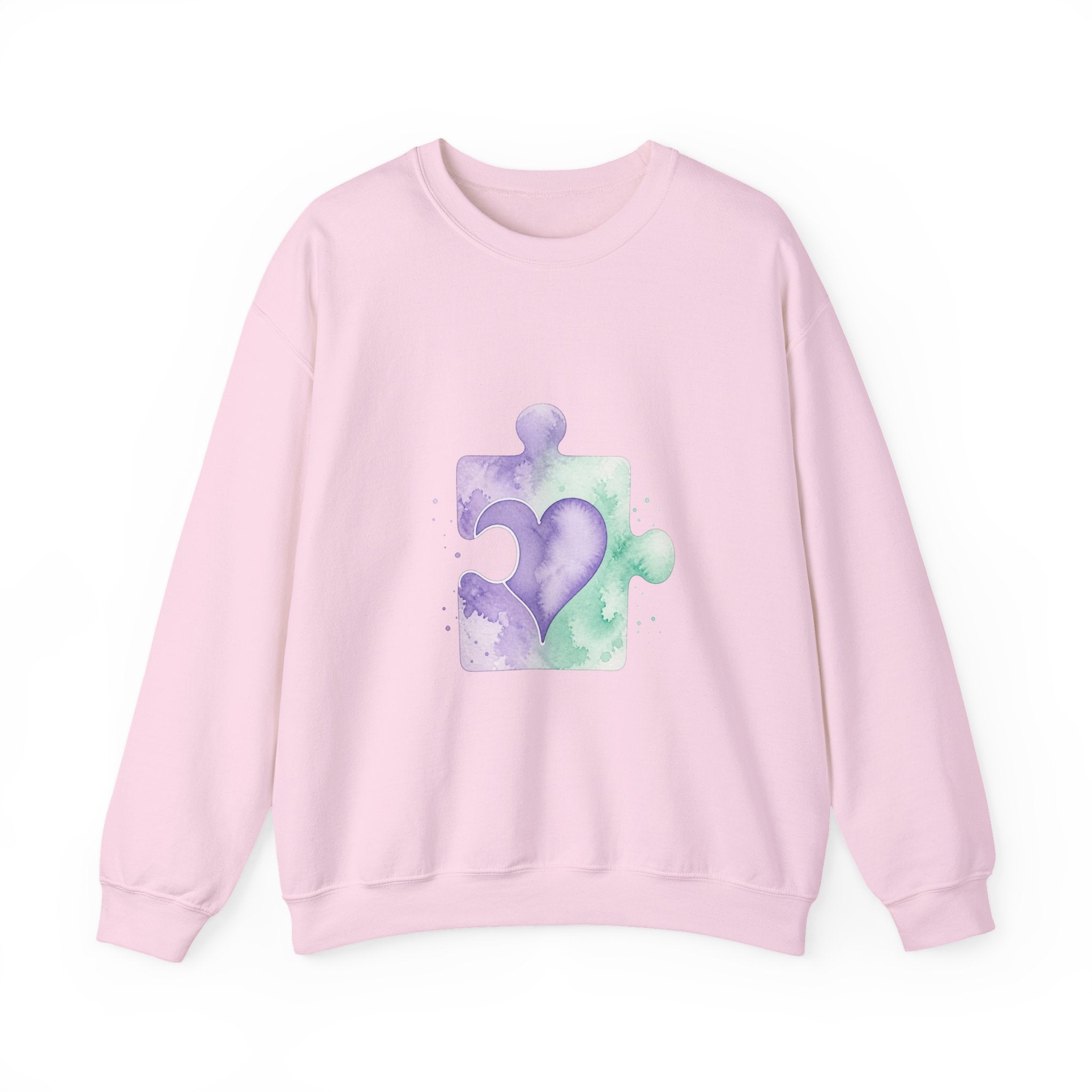 Matching Couple Sweatshirt - Puzzle Pieces Matching Couple Comfort Colors Crew Watercolor Art His Hers Birthday Gift - Design B