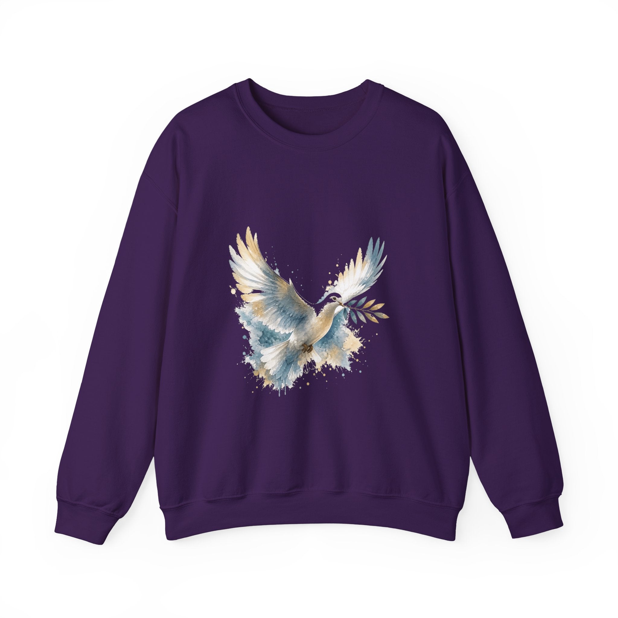 Matching Couple Sweatshirt - Wolf & Dove Matching Couple Premium Fleece Sweatshirt Watercolor Art His Hers Birthday Gift - Design B