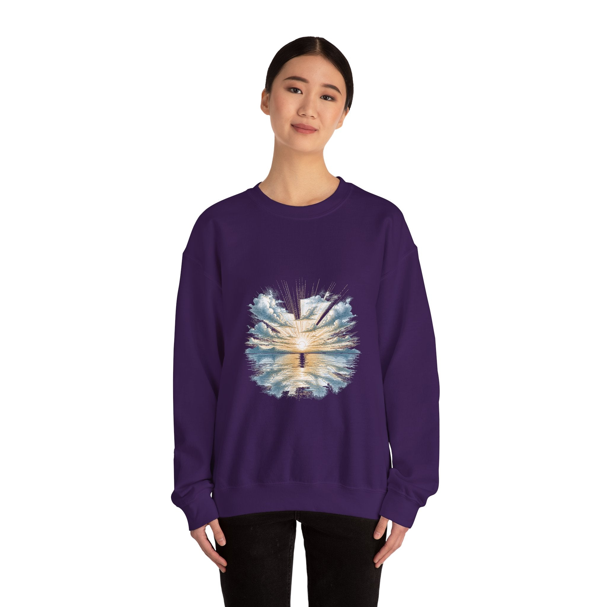 Matching Couple Sweatshirt - Sunrise & Sunset Matching Couple Comfort Colors Crew Hand-Drawn Art His Hers Anniversary Gift - Design A