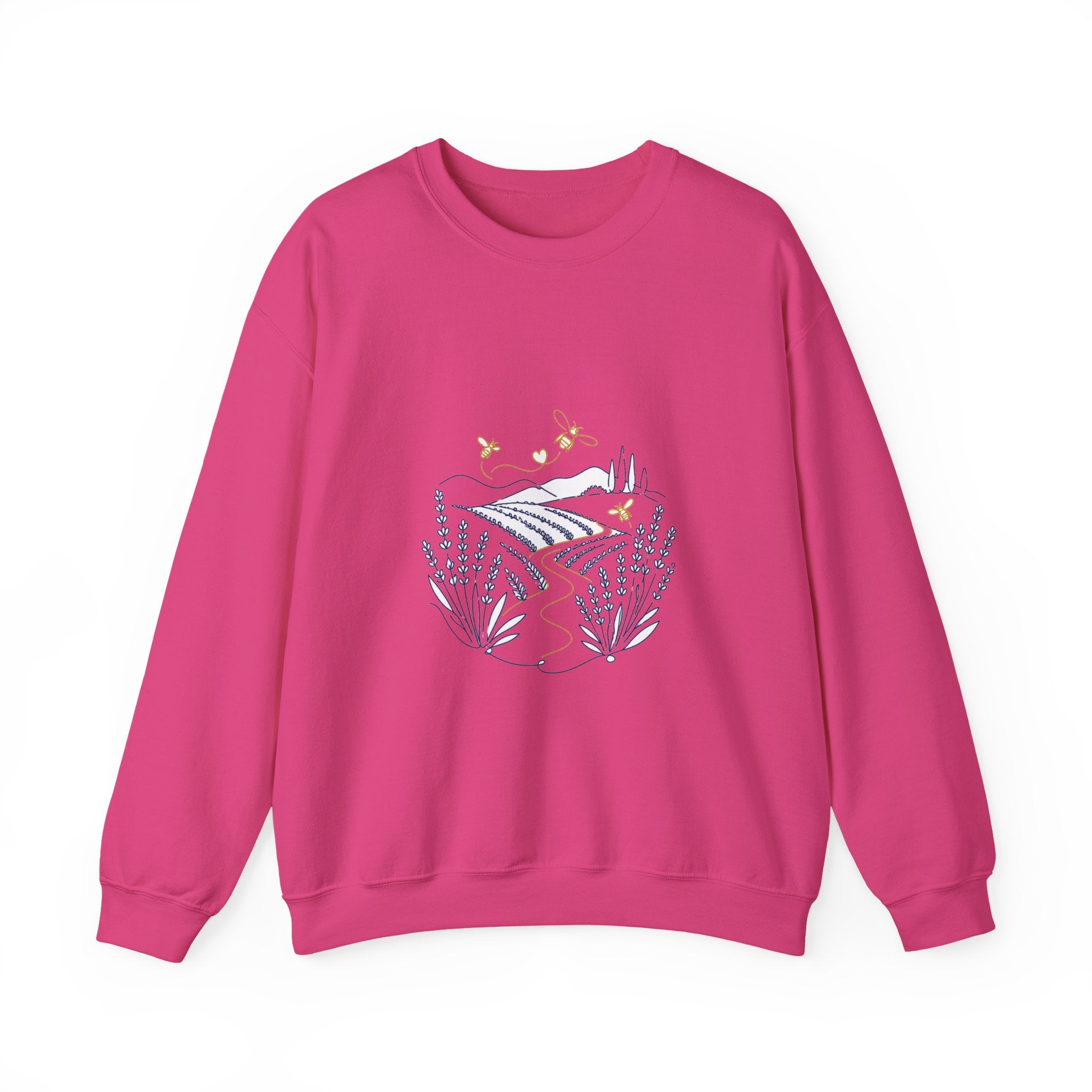Matching Couple Sweatshirt - Lavender Fields & Canyon Matching Couple Crewneck Sweatshirt Minimalist Art His Hers Valentine Gift - Design A