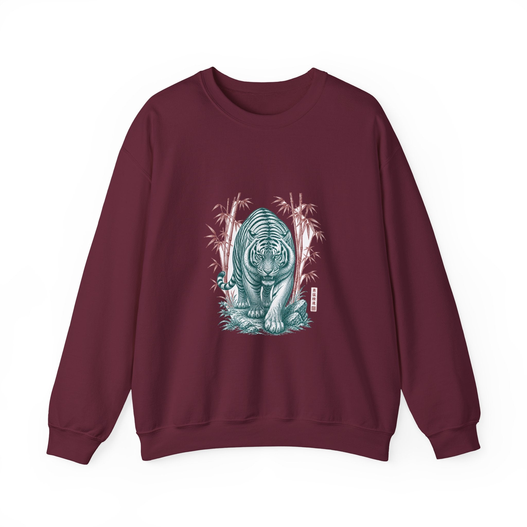 Matching Couple Sweatshirt - Tiger & Crane Matching Couple Crewneck Sweatshirt Vintage Art His Hers Wedding Gift - Design A