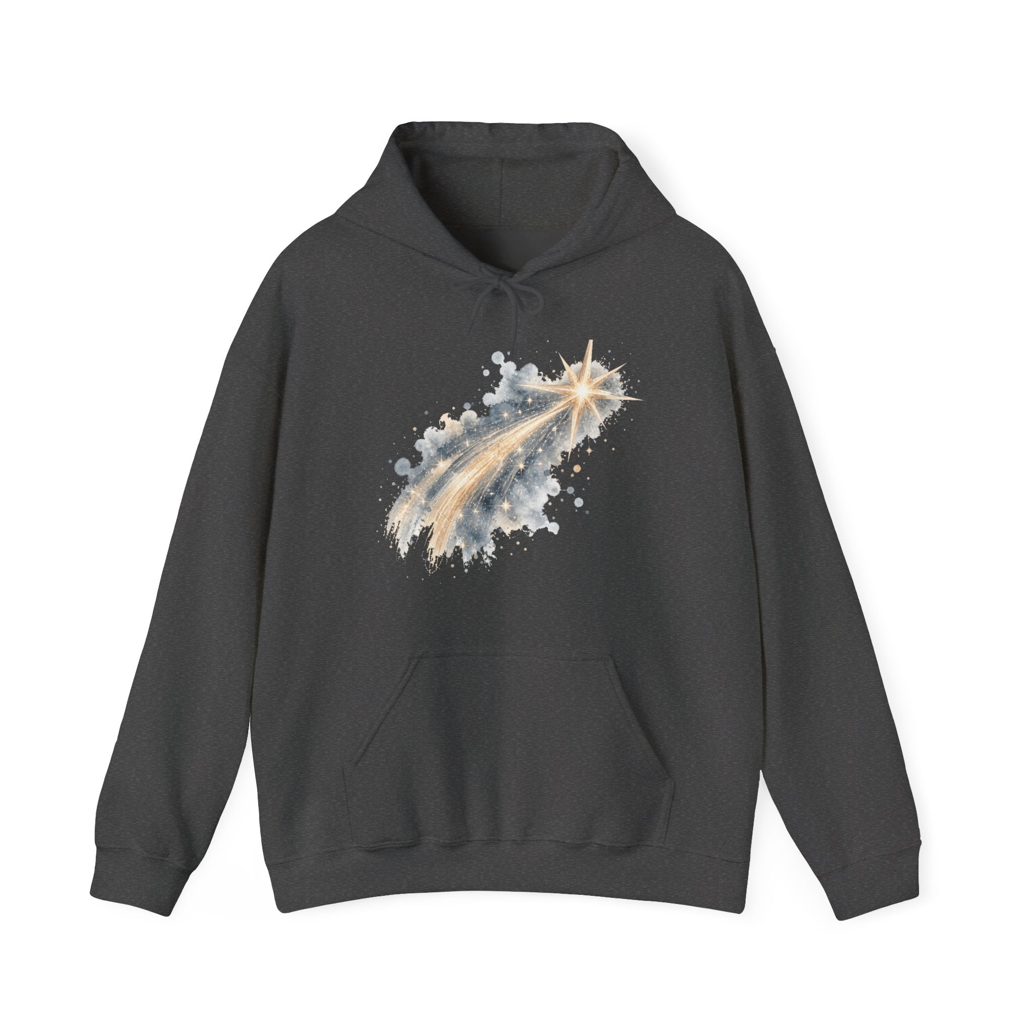 Matching Couple Sweatshirt - Shooting Star & North Star Matching Couple Hooded Sweatshirt Watercolor Art His Hers Engagement Gift - Design A