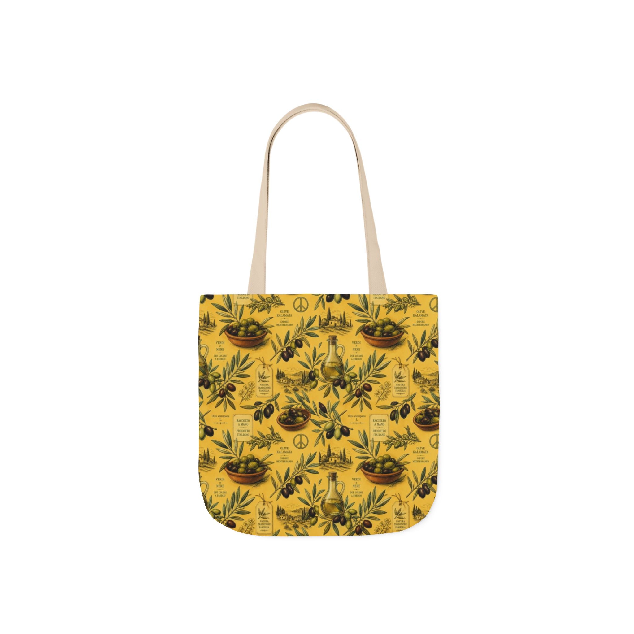 Olive Branches Canvas Tote Bag Mediterranean Kitchen Botanical Design Italian Cottagecore Gift