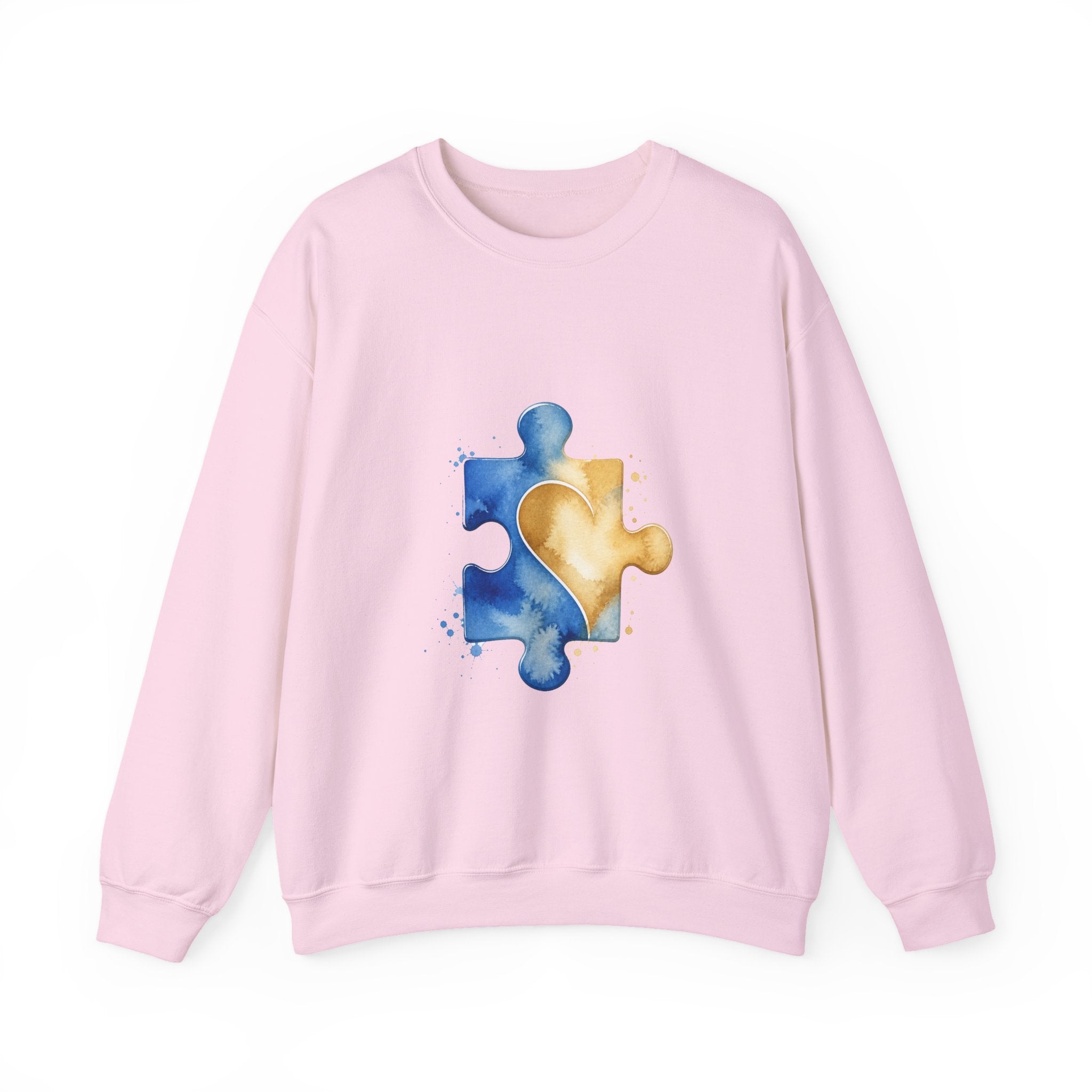 Matching Couple Sweatshirt - Puzzle Pieces Matching Couple Crewneck Sweatshirt Watercolor Art His Hers Engagement Gift - Design B