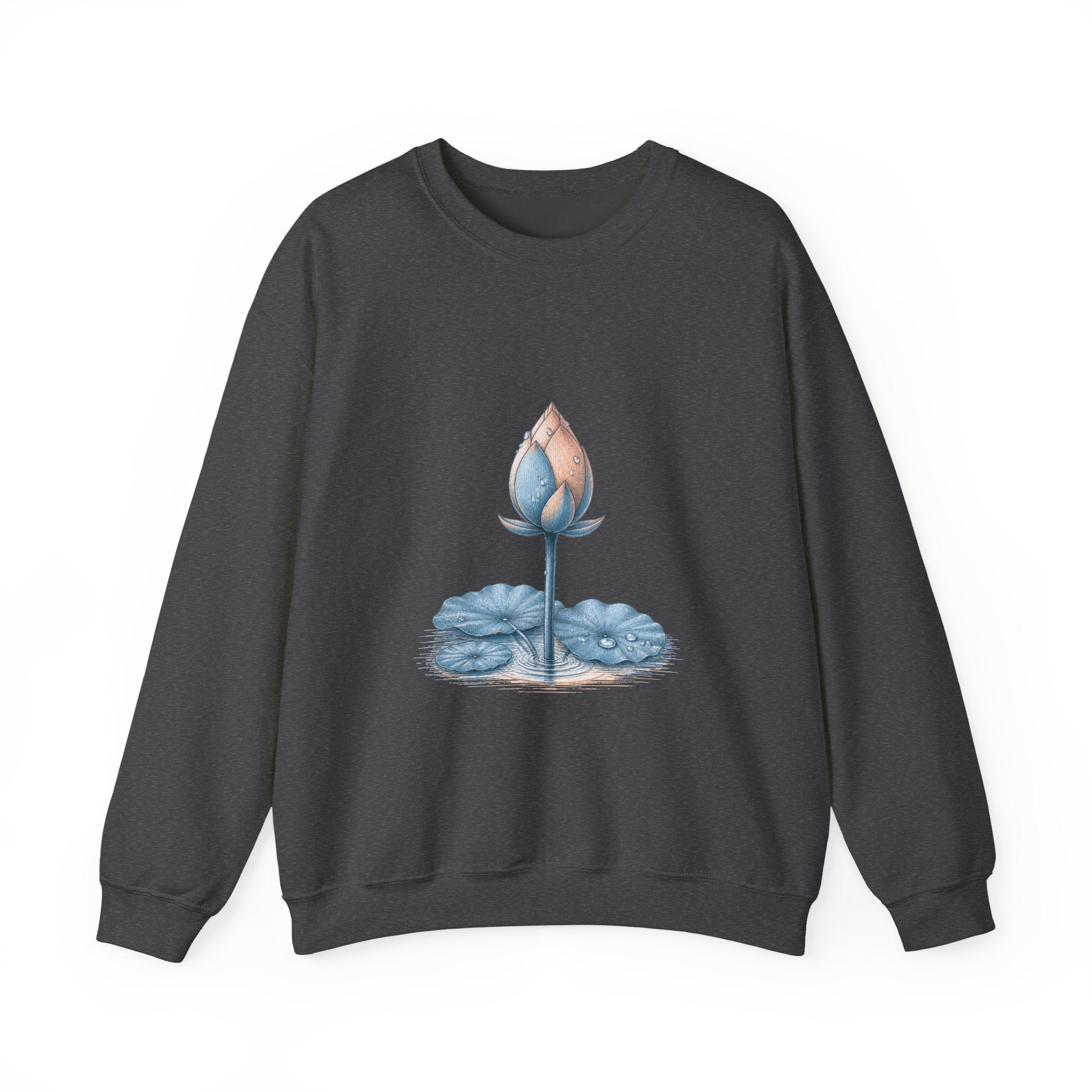 Matching Couple Sweatshirt - Open & Closed Lotus Matching Couple Premium Fleece Sweatshirt Vintage Art His Hers Honeymoon Gift - Design B