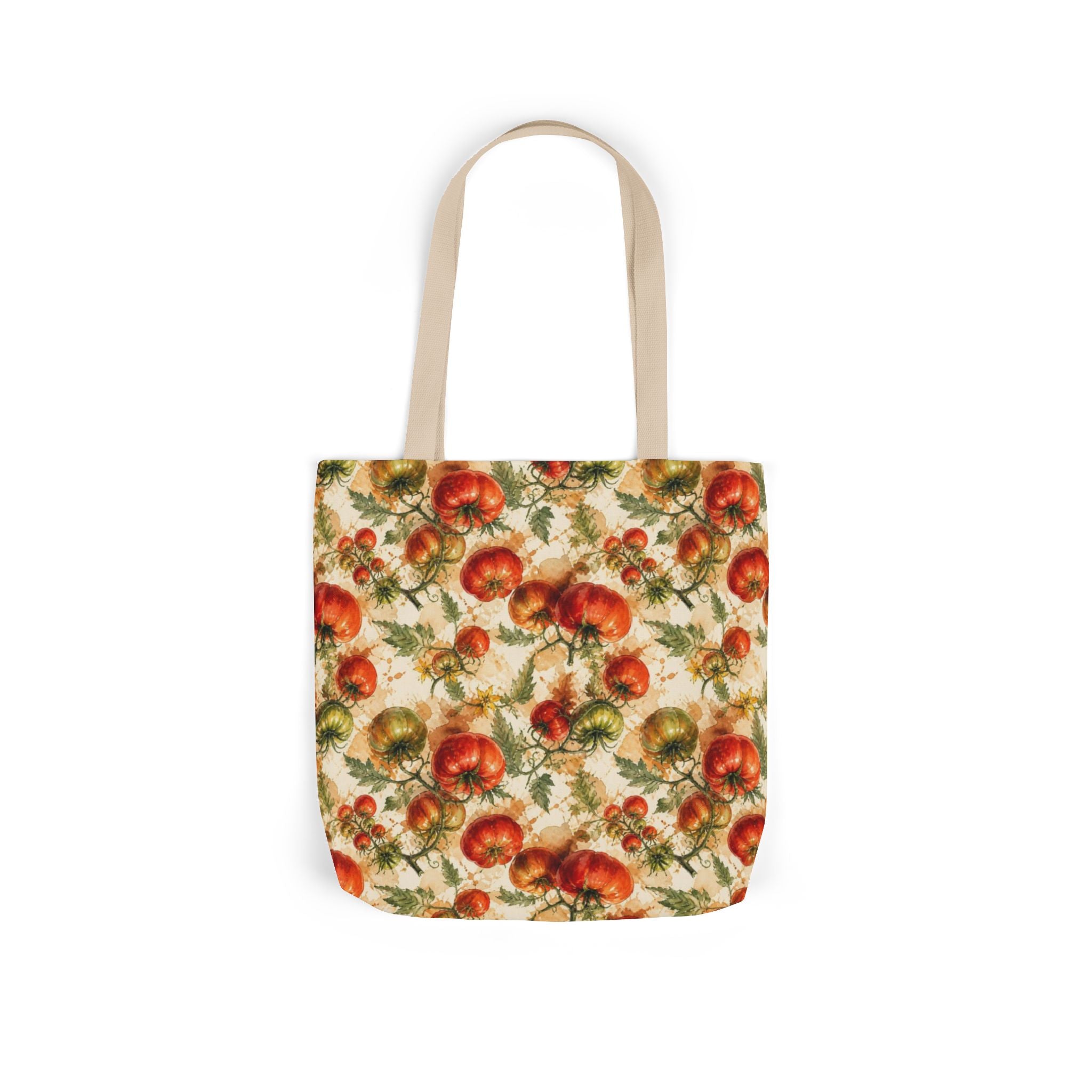 Heritage Tomatoes Canvas Tote Bag Mediterranean Kitchen Watercolor Splash Design Italian Cottagecore Gift