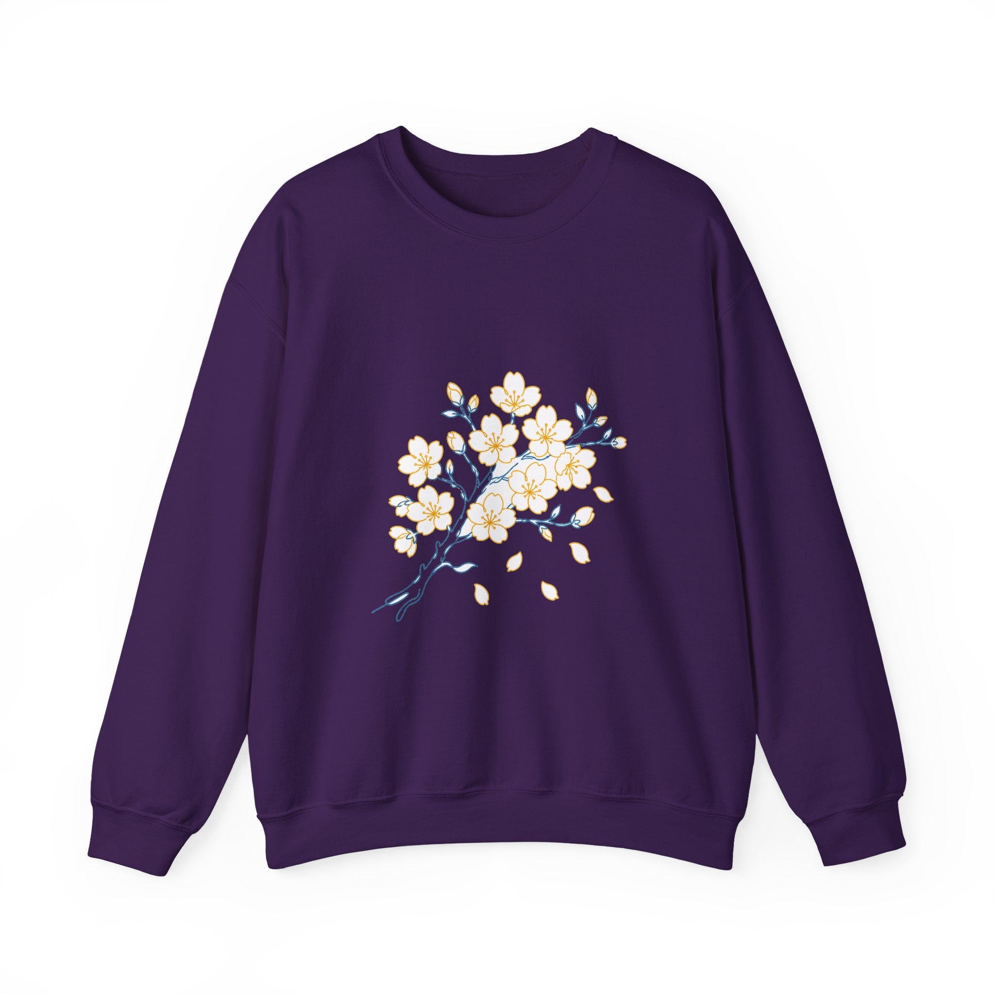 Matching Couple Sweatshirt - Cherry Blossom & Maple Leaf Matching Couple Comfort Colors Crew Minimalist Art His Hers Christmas Gift - Design A