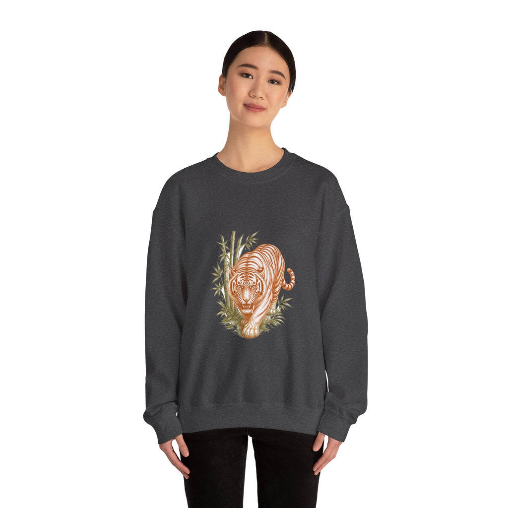 Matching Couple Sweatshirt - Tiger & Crane Matching Couple Premium Fleece Sweatshirt Vintage Art His Hers Honeymoon Gift - Design A