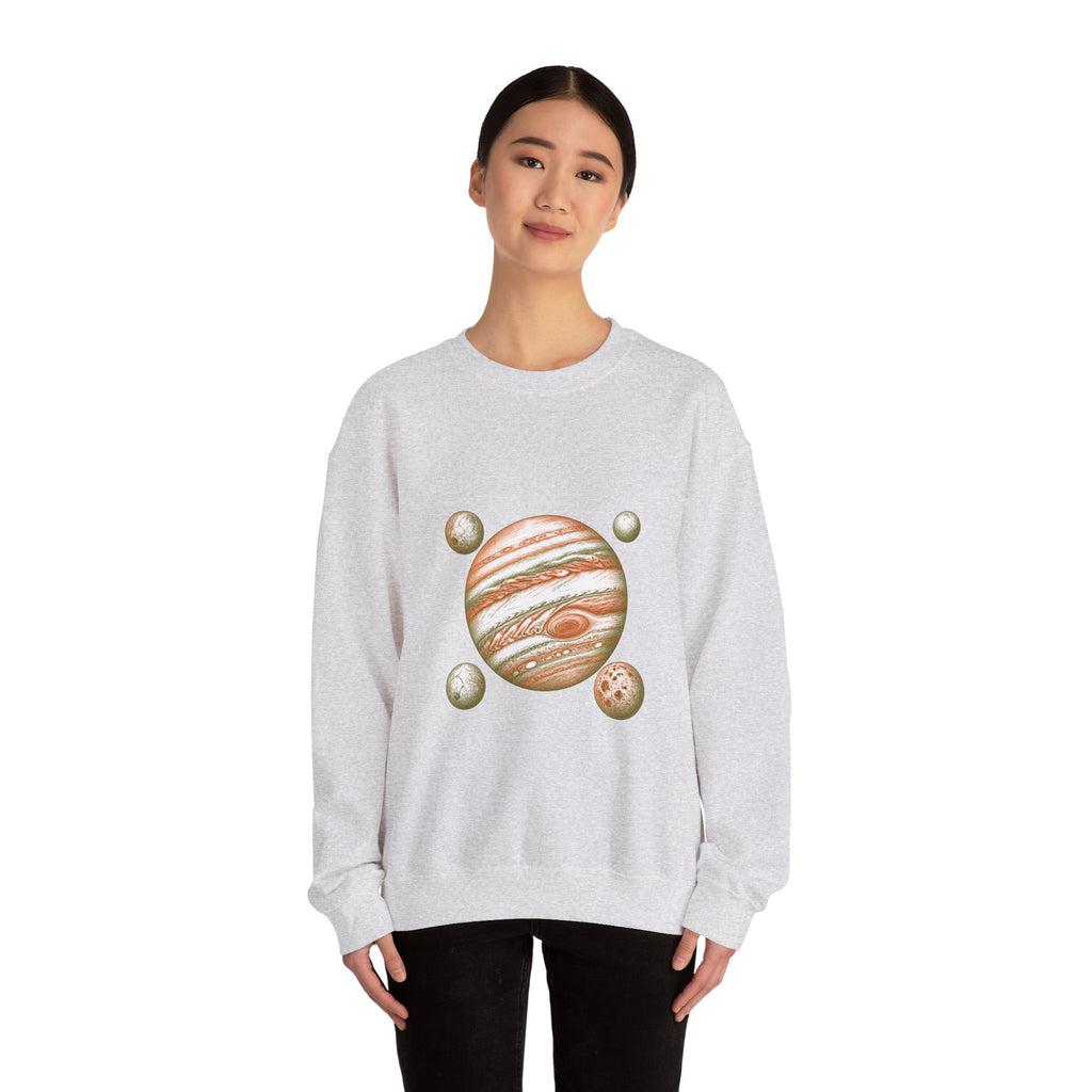 Matching Couple Sweatshirt - Saturn & Jupiter Matching Couple Comfort Colors Crew Hand-Drawn Art His Hers Anniversary Gift - Design B
