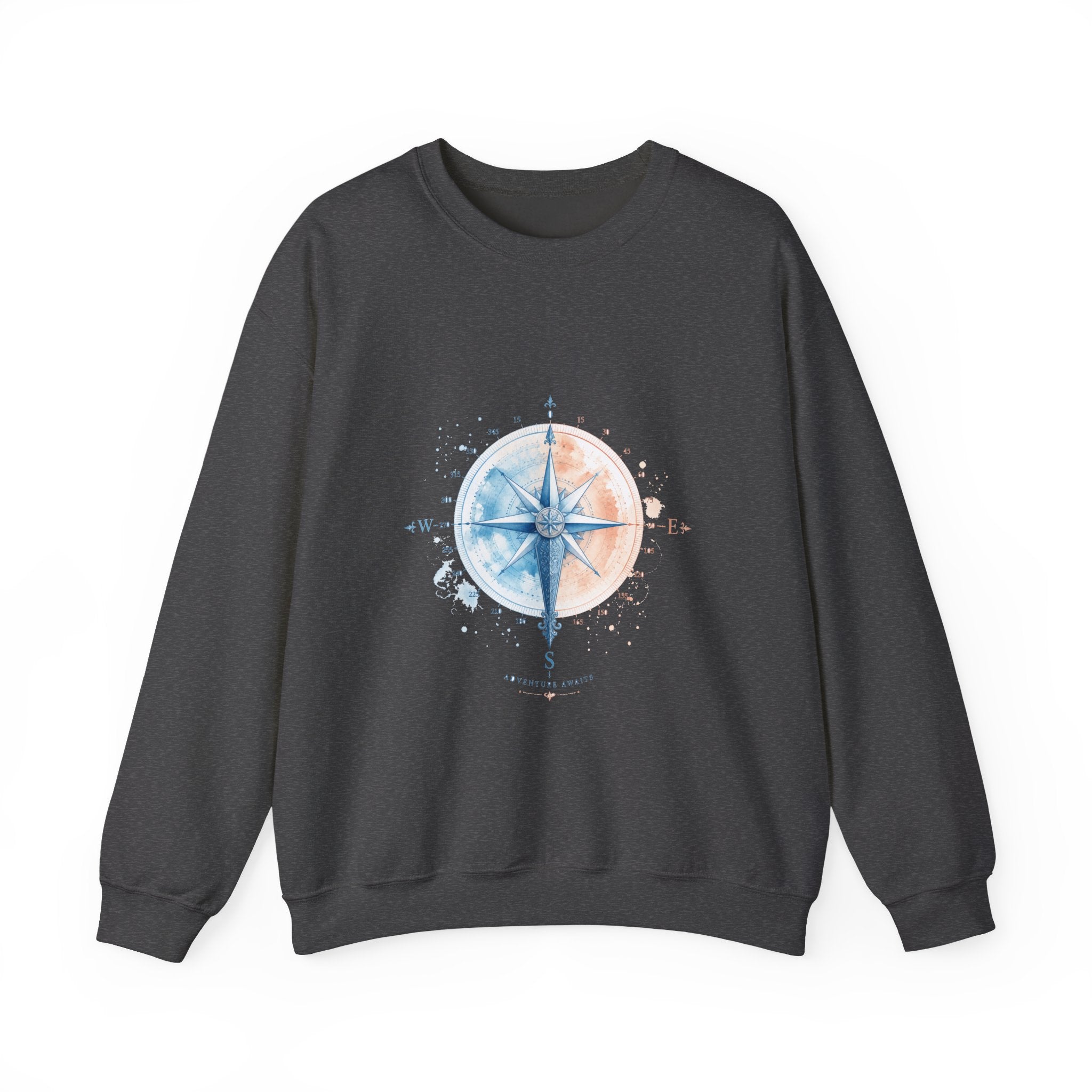Matching Couple Sweatshirt - Compass North & South Matching Couple Premium Fleece Sweatshirt Watercolor Art His Hers Birthday Gift - Design B