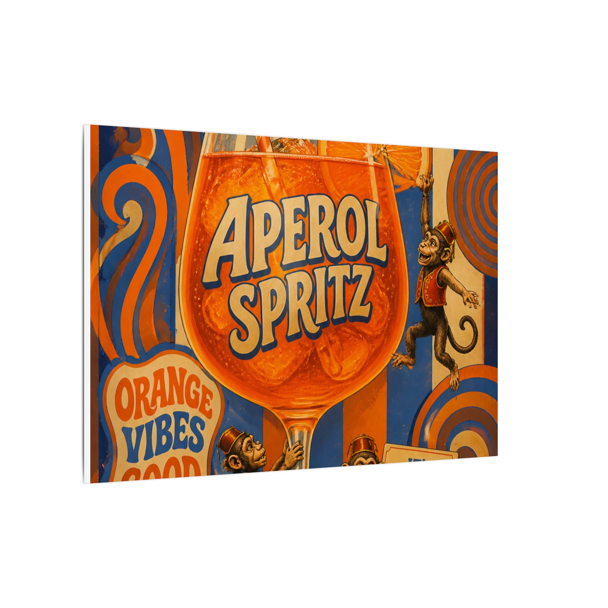 Aperol Spritz Monkeys Wall Art Canvas 24×36 Psychedelic Dining Room Decor Maximalist Print