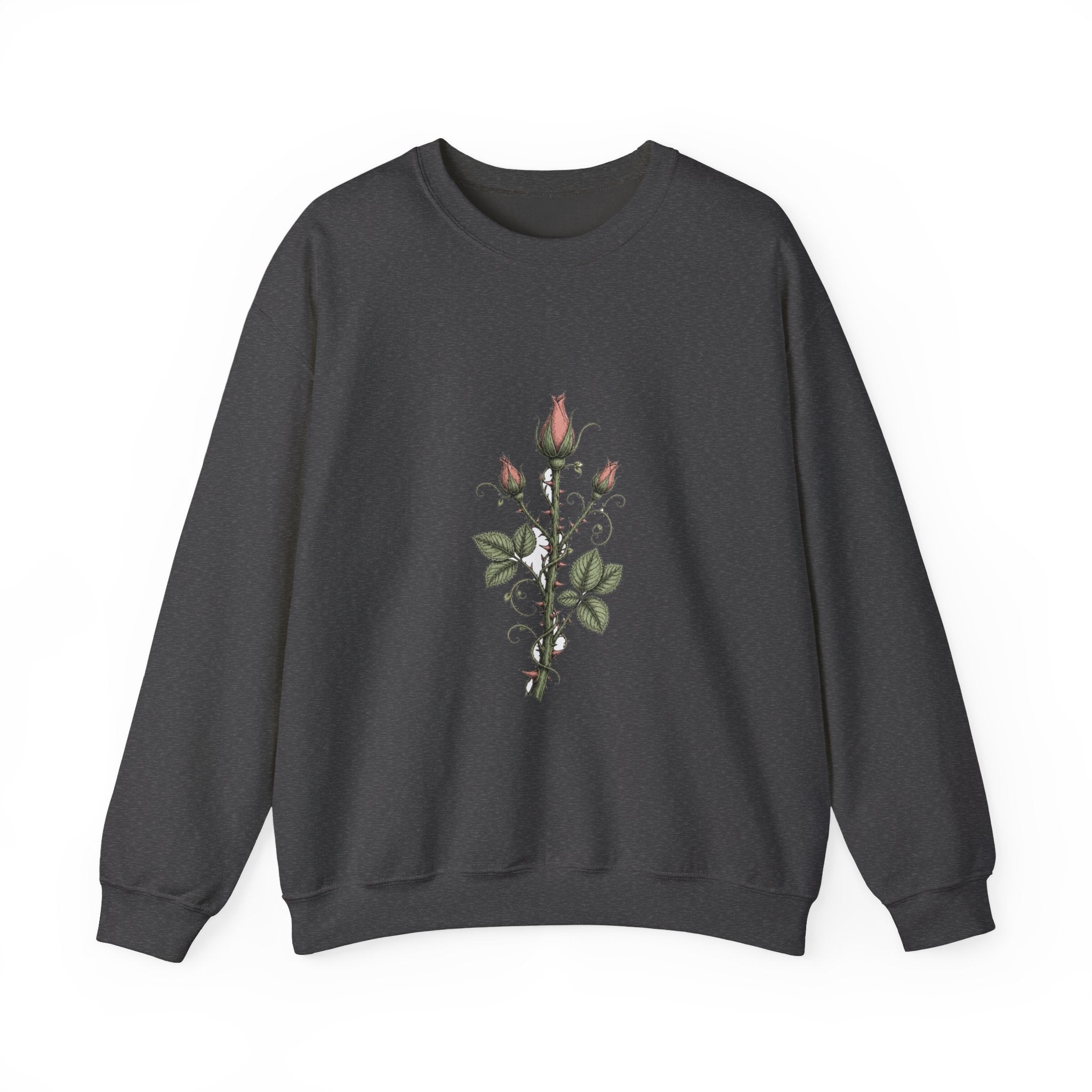 Matching Couple Sweatshirt - Rose & Thorn Matching Couple Comfort Colors Crew Hand-Drawn Art His Hers Anniversary Gift - Design B