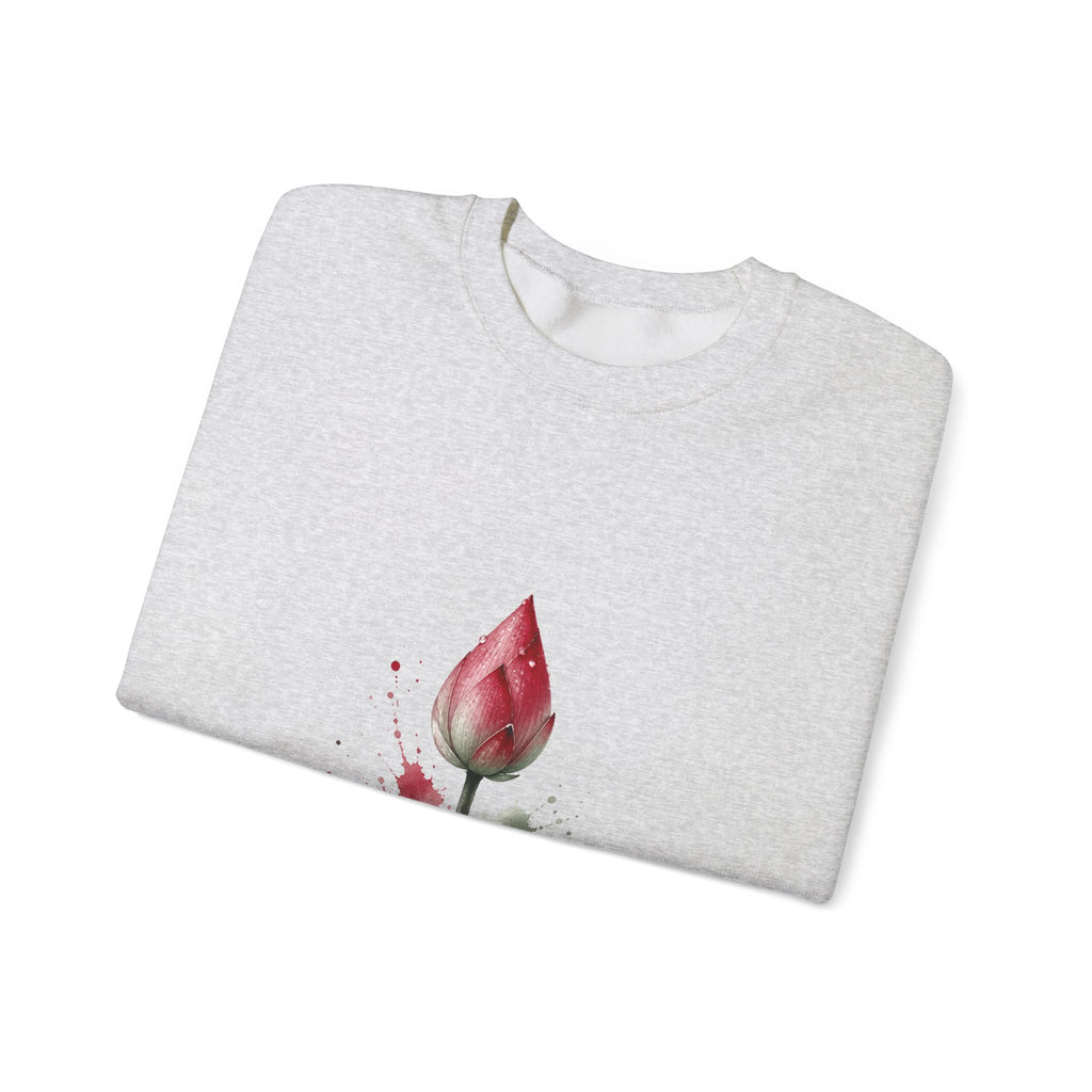 Matching Couple Sweatshirt - Open & Closed Lotus Matching Couple Crewneck Sweatshirt Watercolor Art His Hers Engagement Gift - Design B