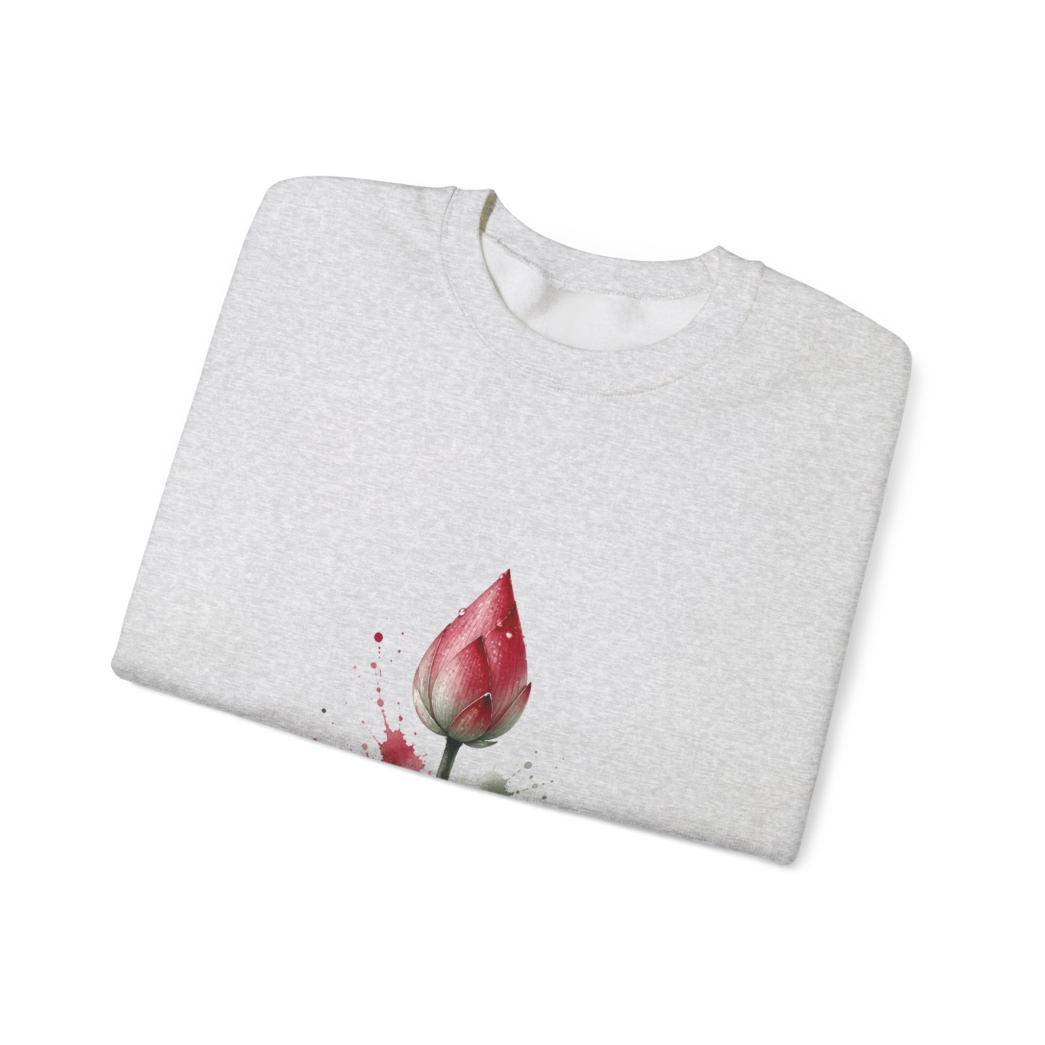 Matching Couple Sweatshirt - Open & Closed Lotus Matching Couple Crewneck Sweatshirt Watercolor Art His Hers Engagement Gift - Design B