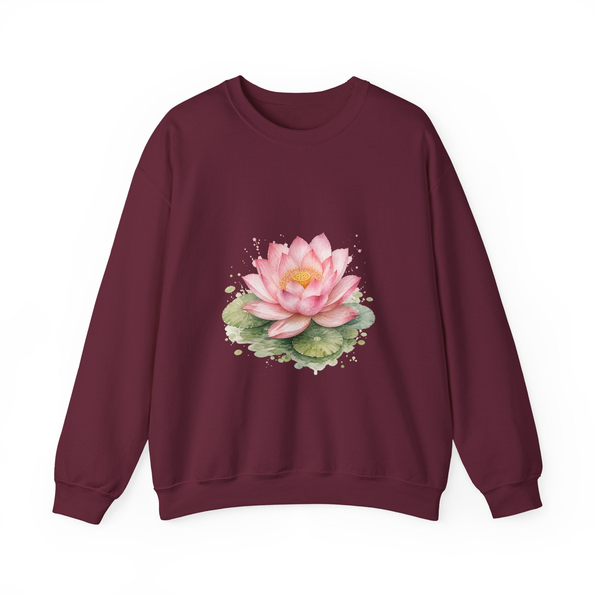 Matching Couple Sweatshirt - Open & Closed Lotus Matching Couple Premium Fleece Sweatshirt Watercolor Art His Hers Birthday Gift - Design A