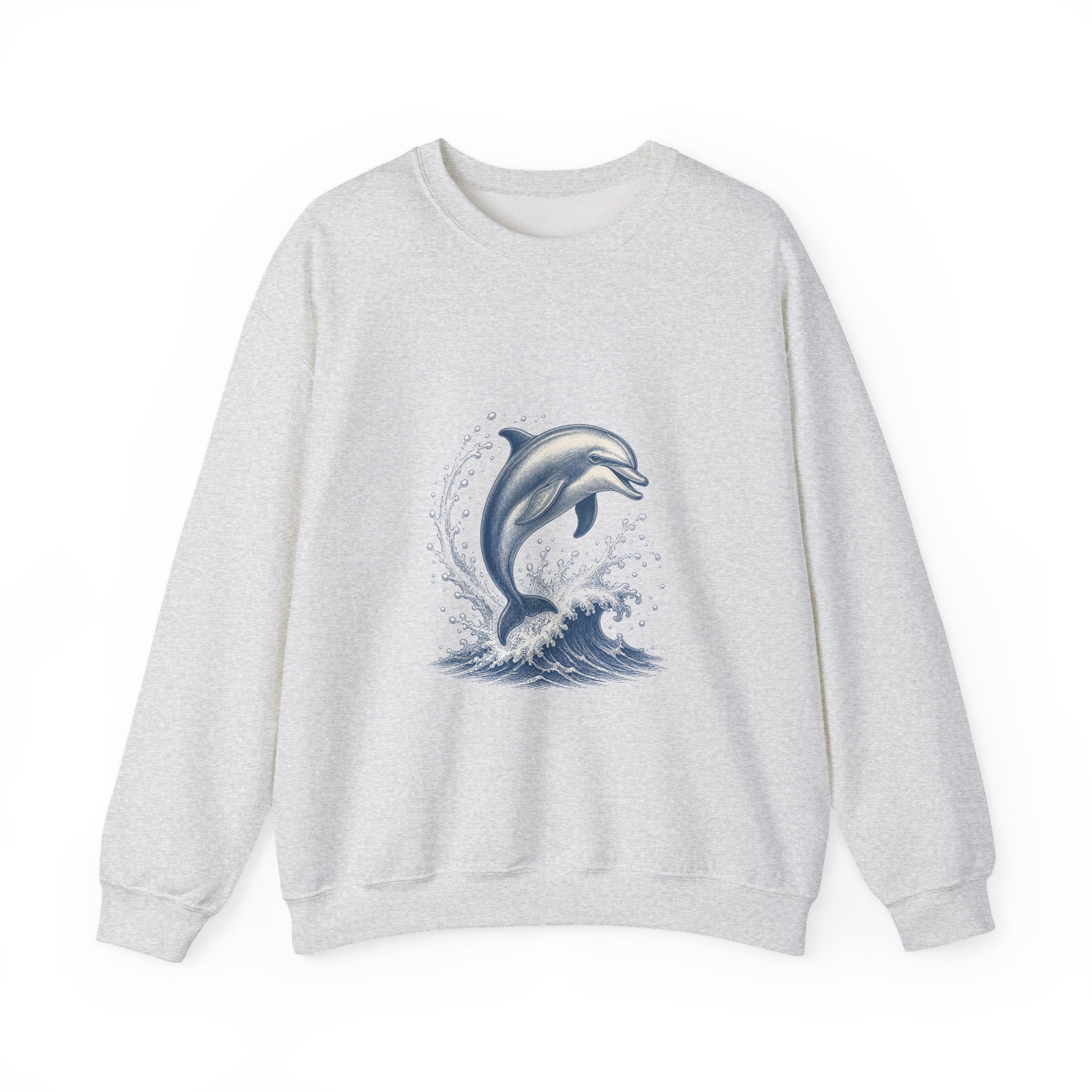 Matching Couple Sweatshirt - Shark & Dolphin Matching Couple Premium Fleece Sweatshirt Vintage Art His Hers Honeymoon Gift - Design B