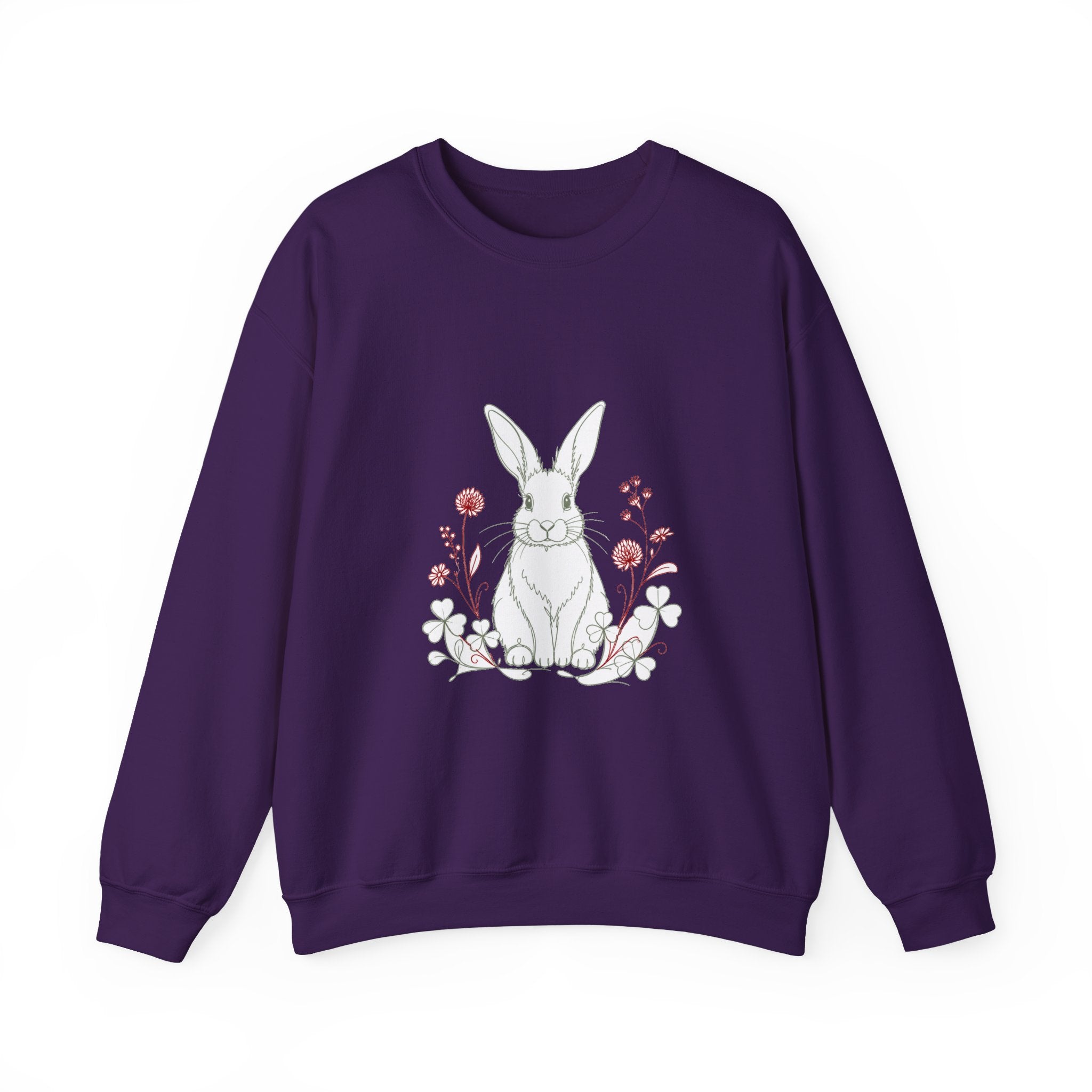Matching Couple Sweatshirt - Fox & Rabbit Matching Couple Crewneck Sweatshirt Minimalist Art His Hers Valentine Gift - Design B