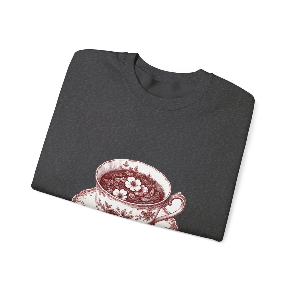 Matching Couple Sweatshirt - Coffee & Tea Matching Couple Comfort Colors Crew Hand-Drawn Art His Hers Anniversary Gift - Design B
