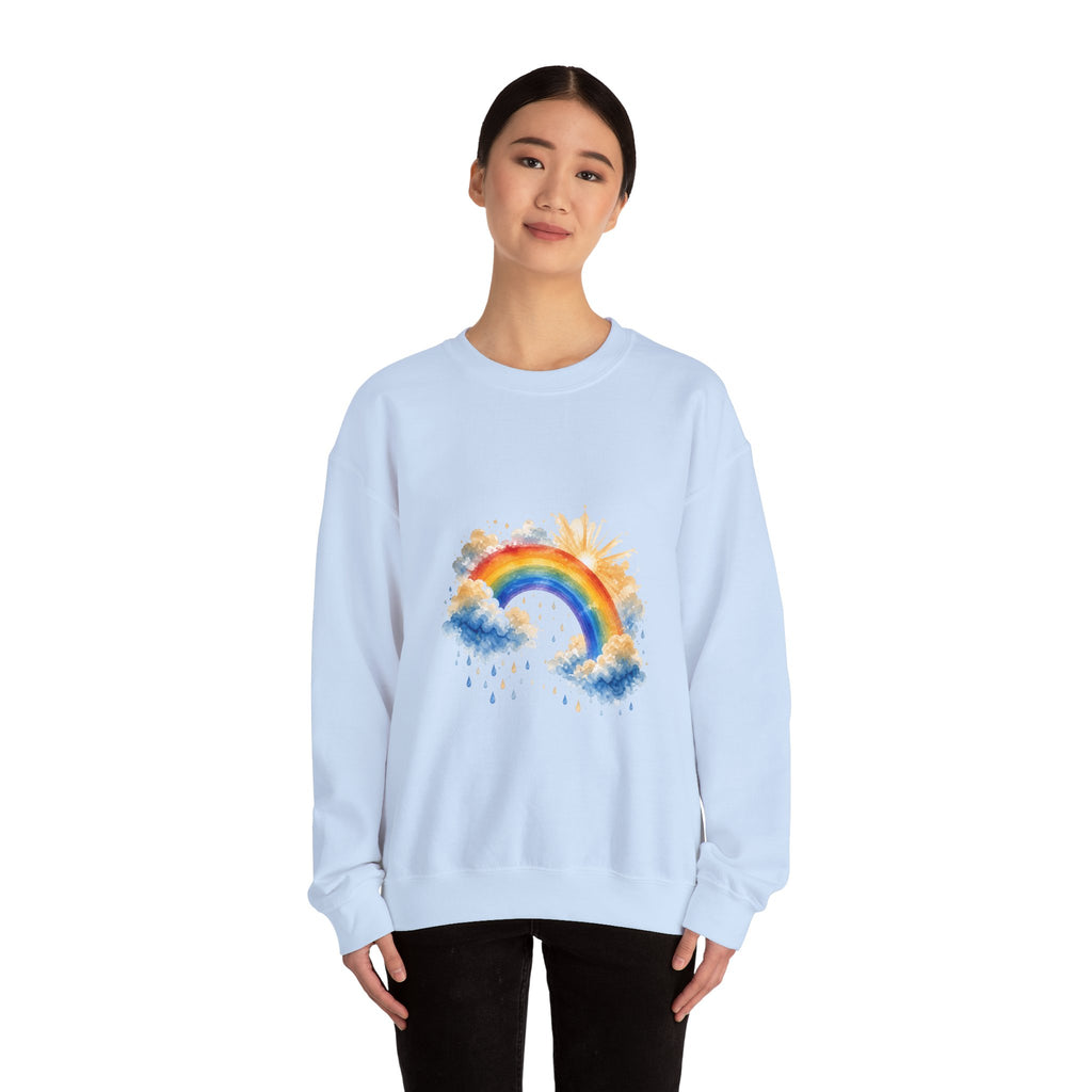 Matching Couple Sweatshirt - Storm & Rainbow Matching Couple Comfort Colors Crew Watercolor Art His Hers Birthday Gift - Design B
