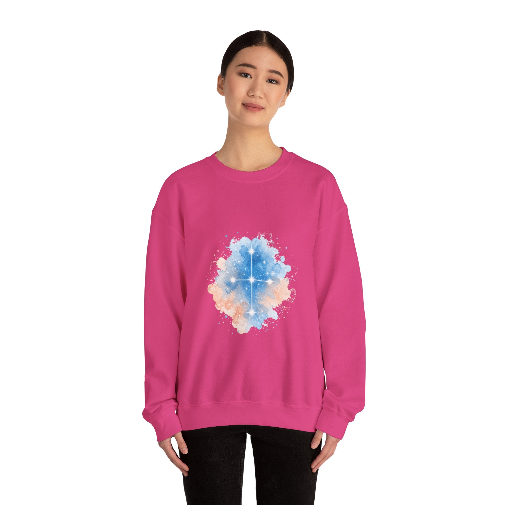 Matching Couple Sweatshirt - Aurora & Southern Cross Matching Couple Comfort Colors Crew Watercolor Art His Hers Birthday Gift - Design B