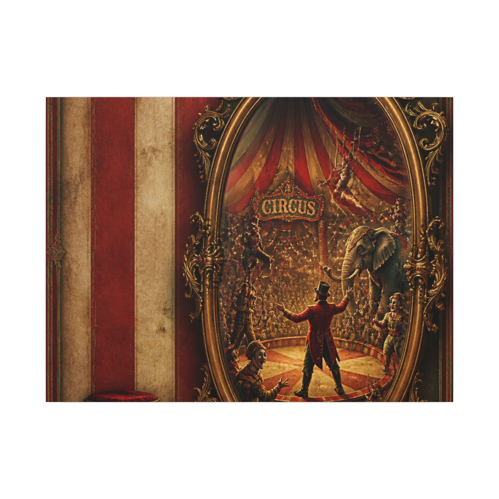 Vintage Mirror Circus Wall Art Canvas 24×36 Baroque Studio Decor Maximalist Print