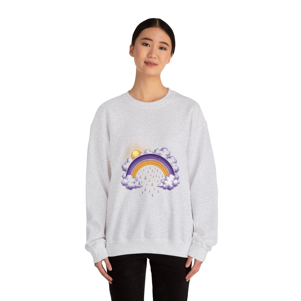 Matching Couple Sweatshirt - Storm & Rainbow Matching Couple Premium Fleece Sweatshirt Vintage Art His Hers Honeymoon Gift - Design B