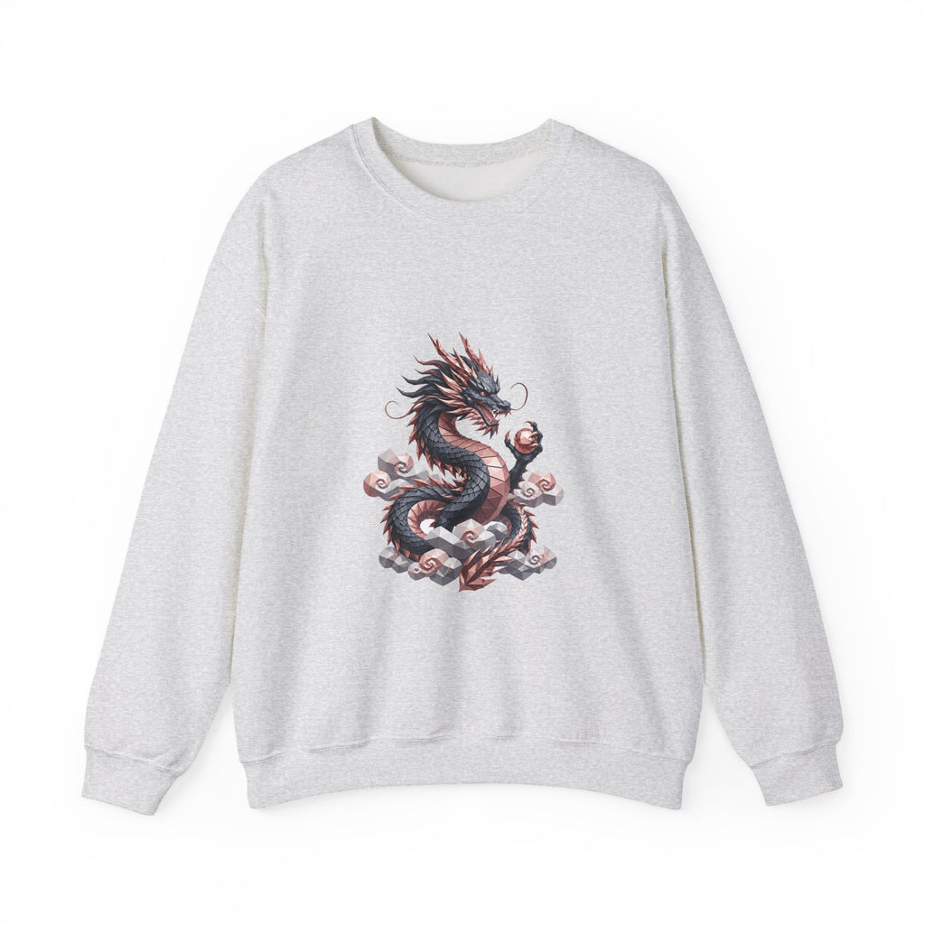 Matching Couple Sweatshirt - Dragon & Phoenix Matching Couple Crewneck Sweatshirt Geometric Art His Hers Couple Gift - Design A