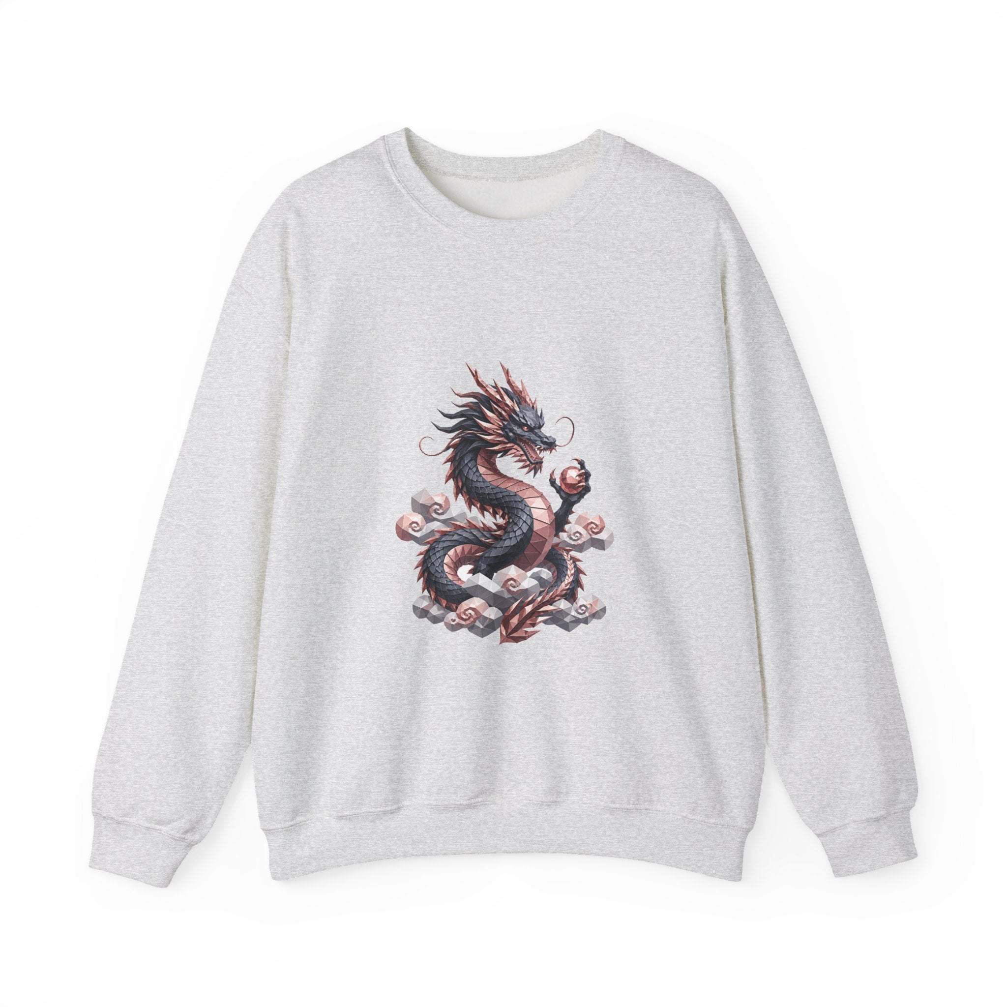 Matching Couple Sweatshirt - Dragon & Phoenix Matching Couple Crewneck Sweatshirt Geometric Art His Hers Couple Gift - Design A