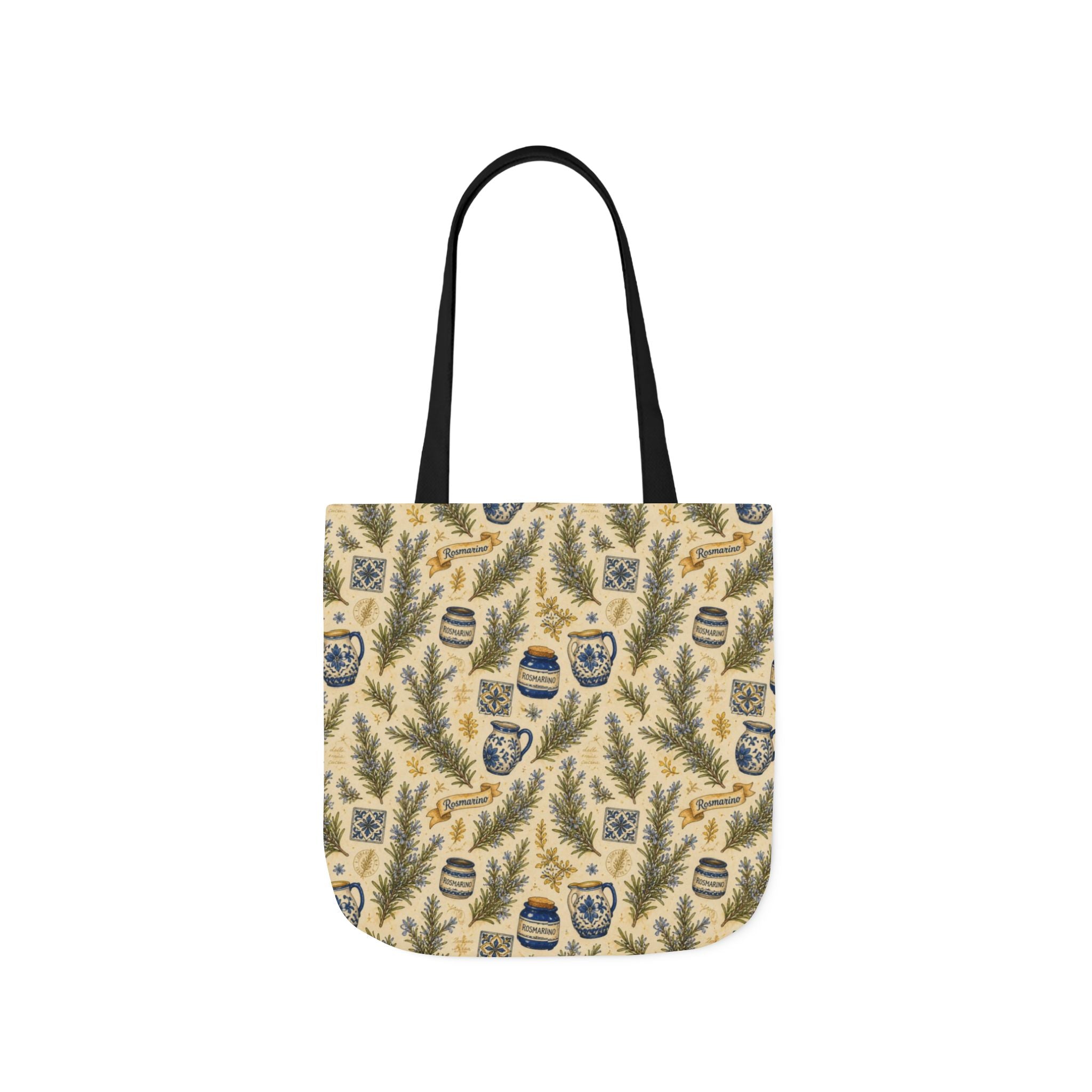 Rosemary Sprigs Canvas Tote Bag Mediterranean Kitchen Watercolor Design Italian Cottagecore Gift