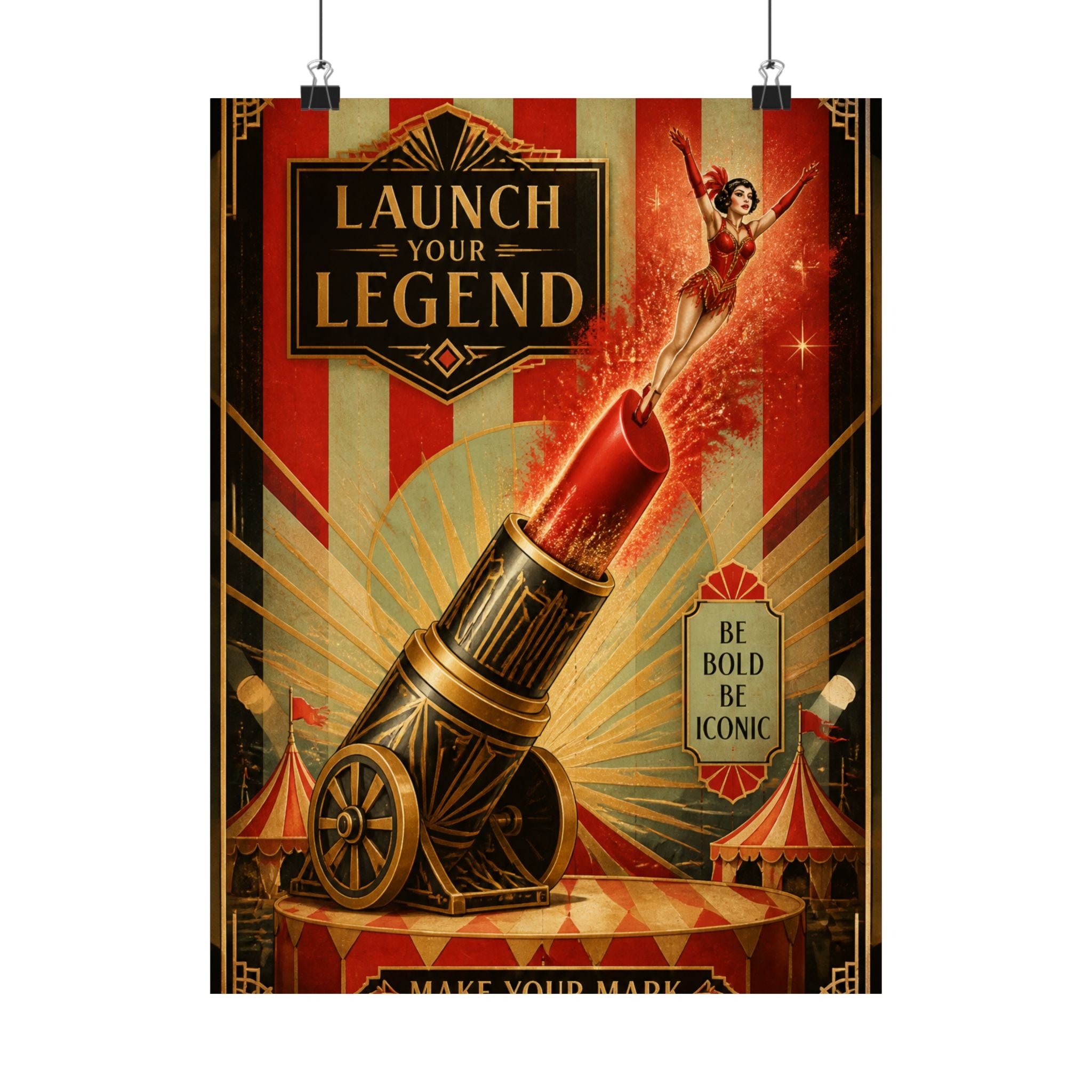 Lipstick Cannon Wall Art Poster 18×24 Art Deco Entryway Decor Maximalist Print