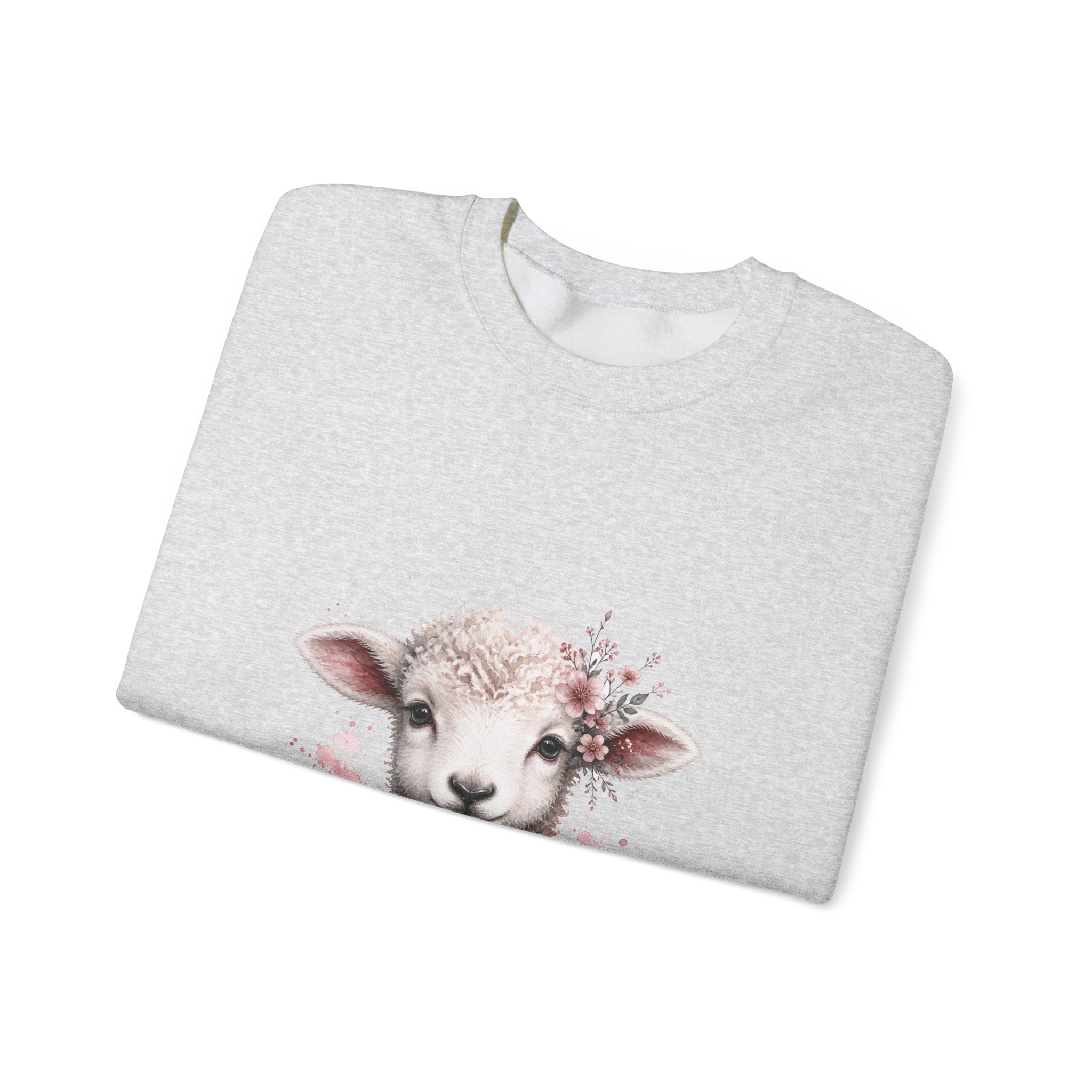 Matching Couple Sweatshirt - Lion & Lamb Matching Couple Crewneck Sweatshirt Watercolor Art His Hers Engagement Gift - Design B