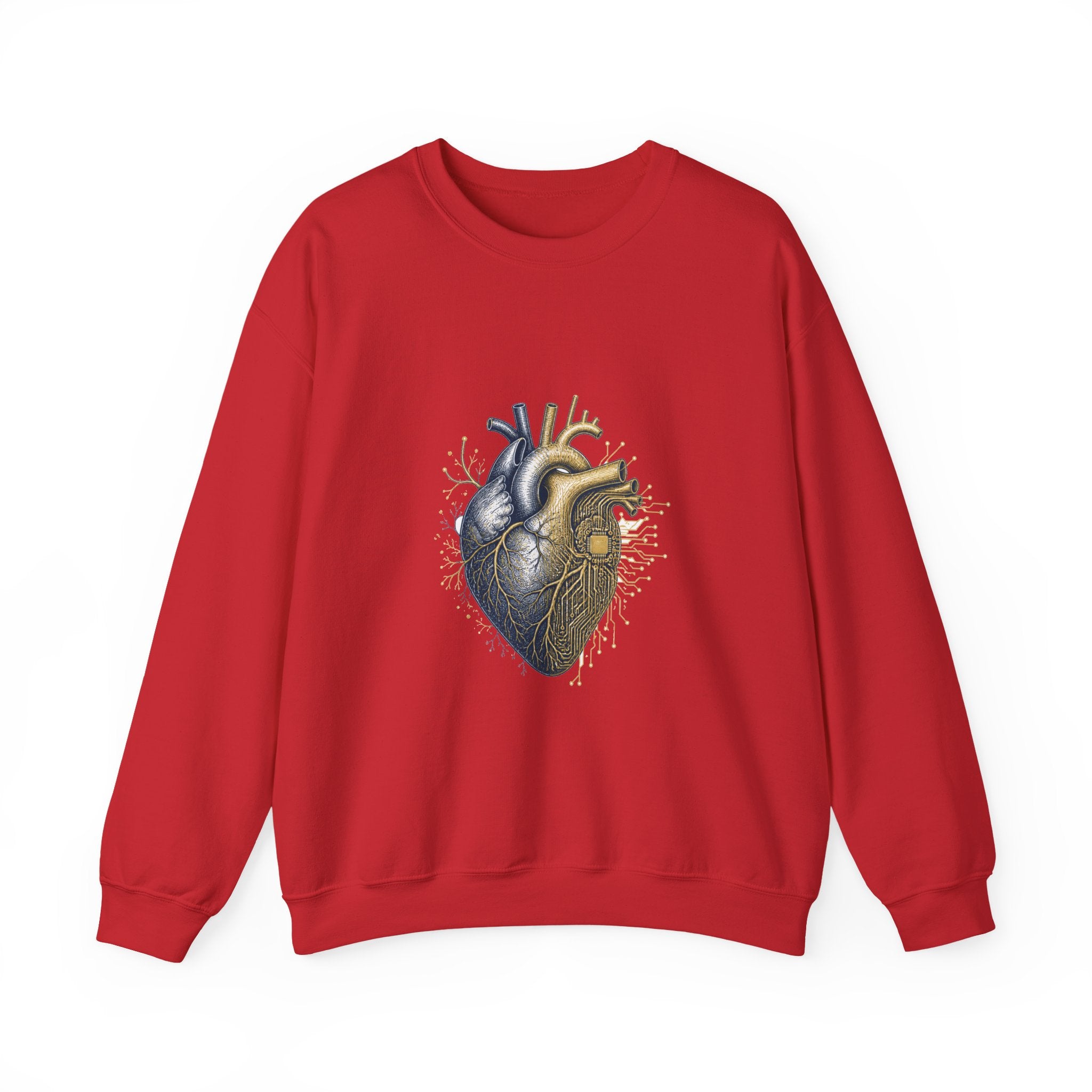 Matching Couple Sweatshirt - Robot & Heart Matching Couple Comfort Colors Crew Hand-Drawn Art His Hers Anniversary Gift - Design B