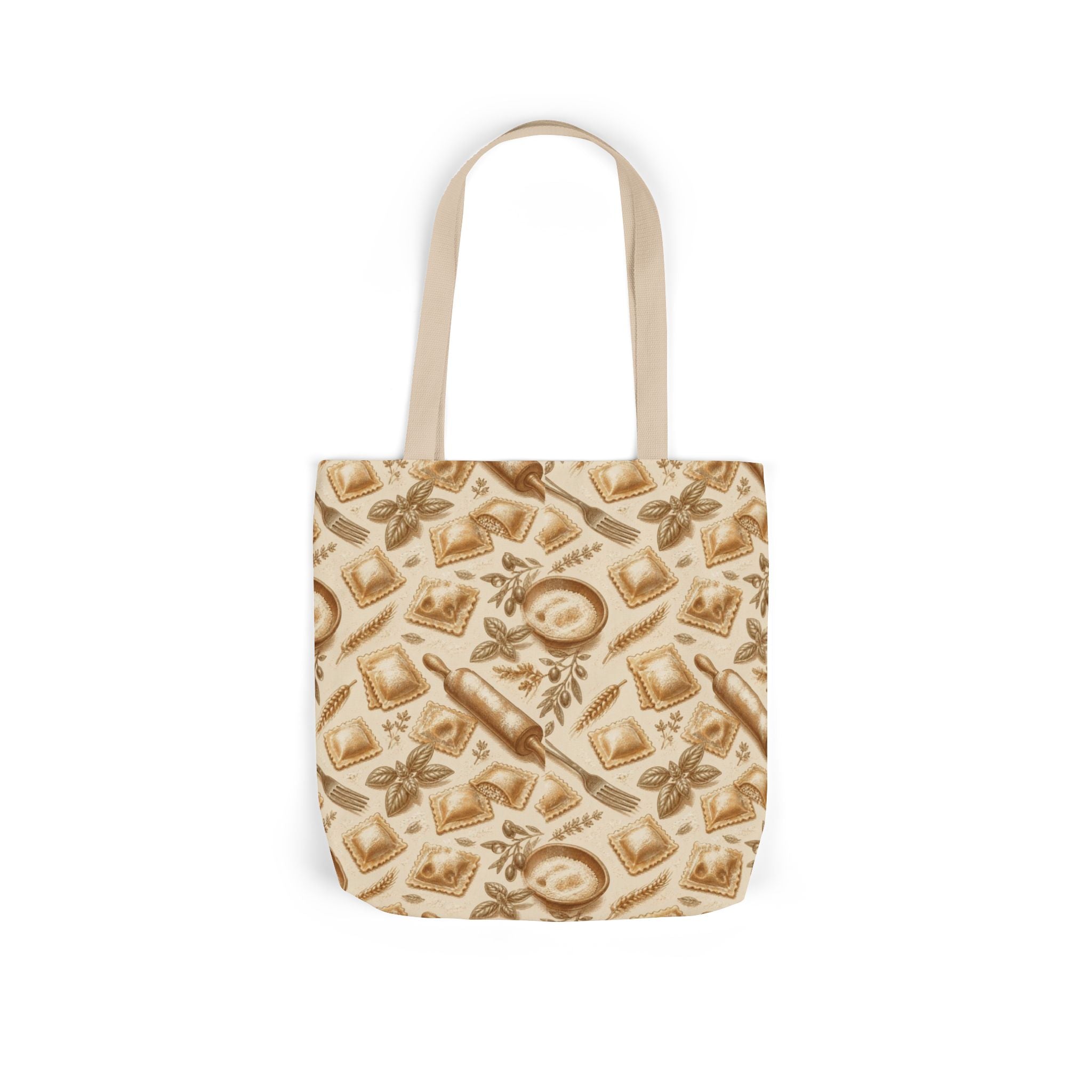 Fresh Ravioli Canvas Tote Bag Mediterranean Kitchen Botanical Design Italian Cottagecore Gift