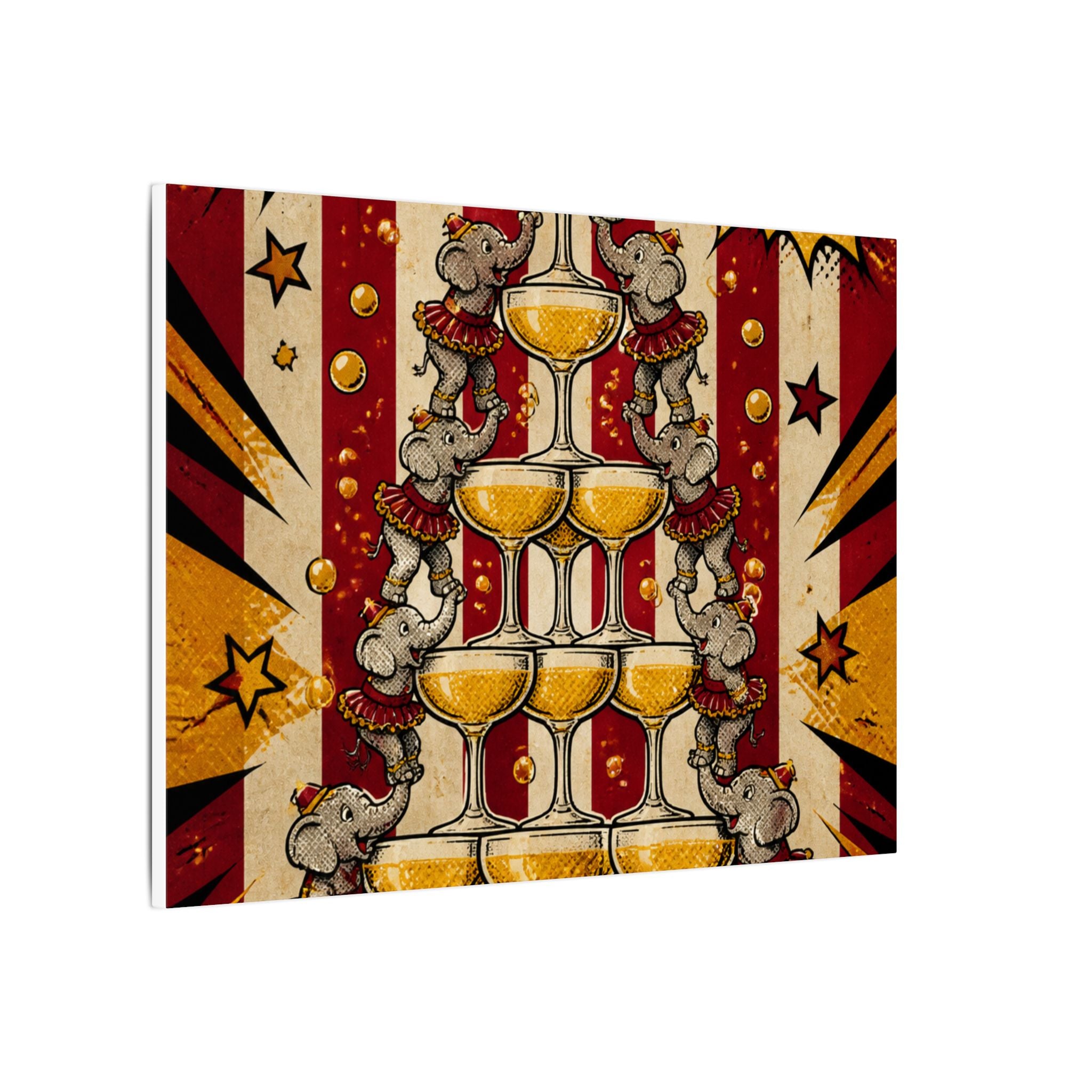 Champagne Tower Elephants Wall Art Canvas 24×36 Pop Art Restaurant Decor Maximalist Print