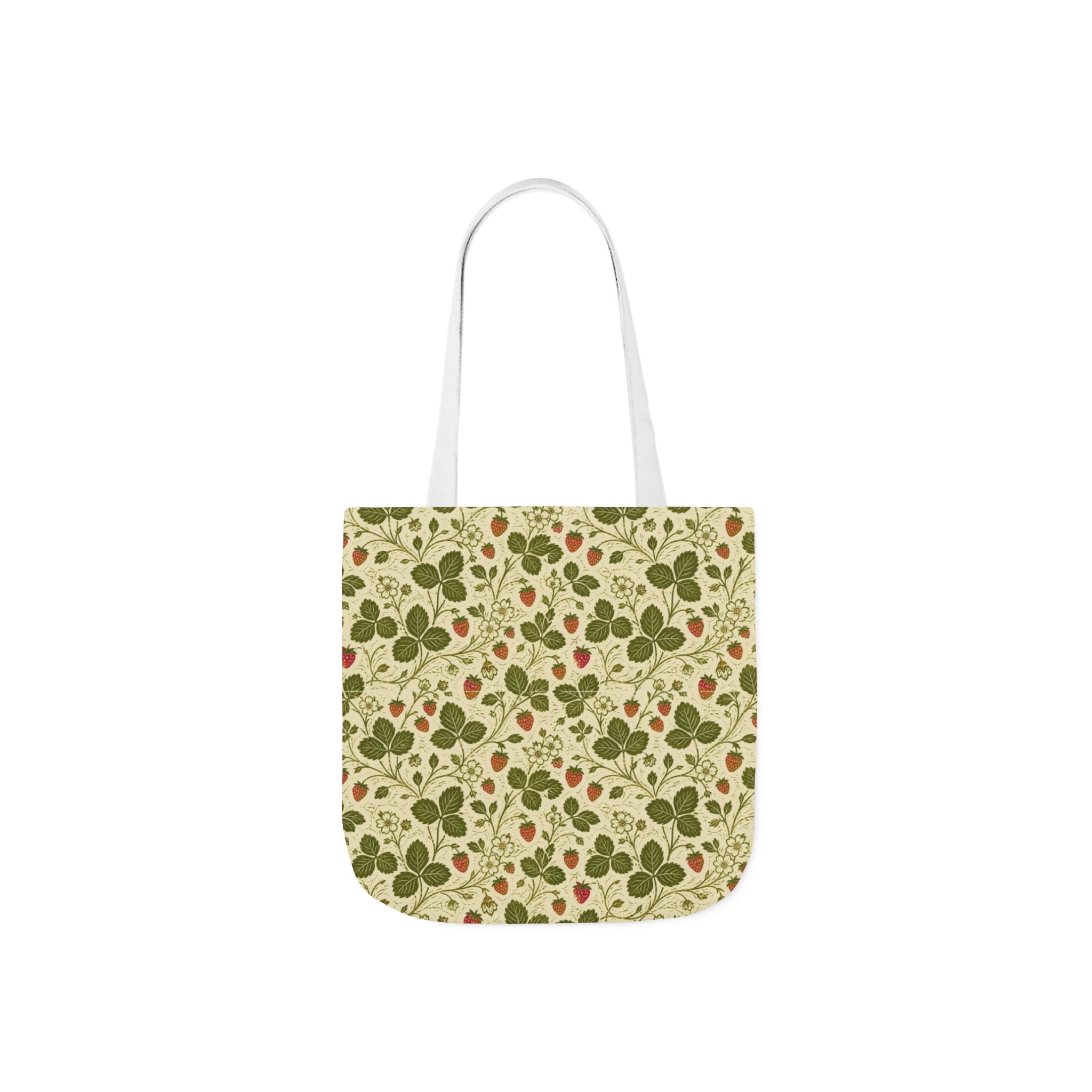 Wild Strawberries Canvas Tote Bag Mediterranean Kitchen Linocut Design Italian Cottagecore Gift
