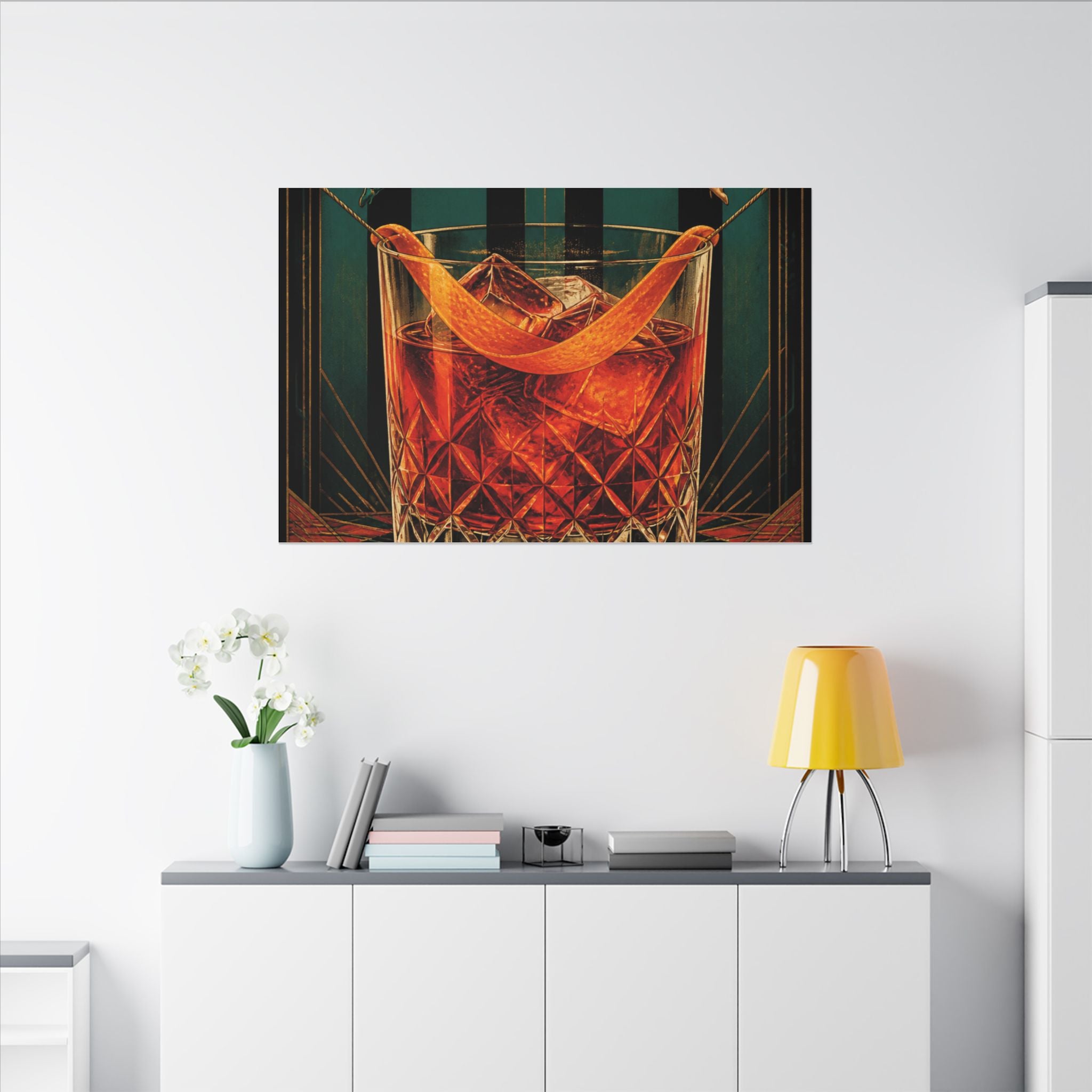 Negroni Trapeze Act Wall Art Canvas 24×36 Art Deco Bar Area Decor Maximalist Print