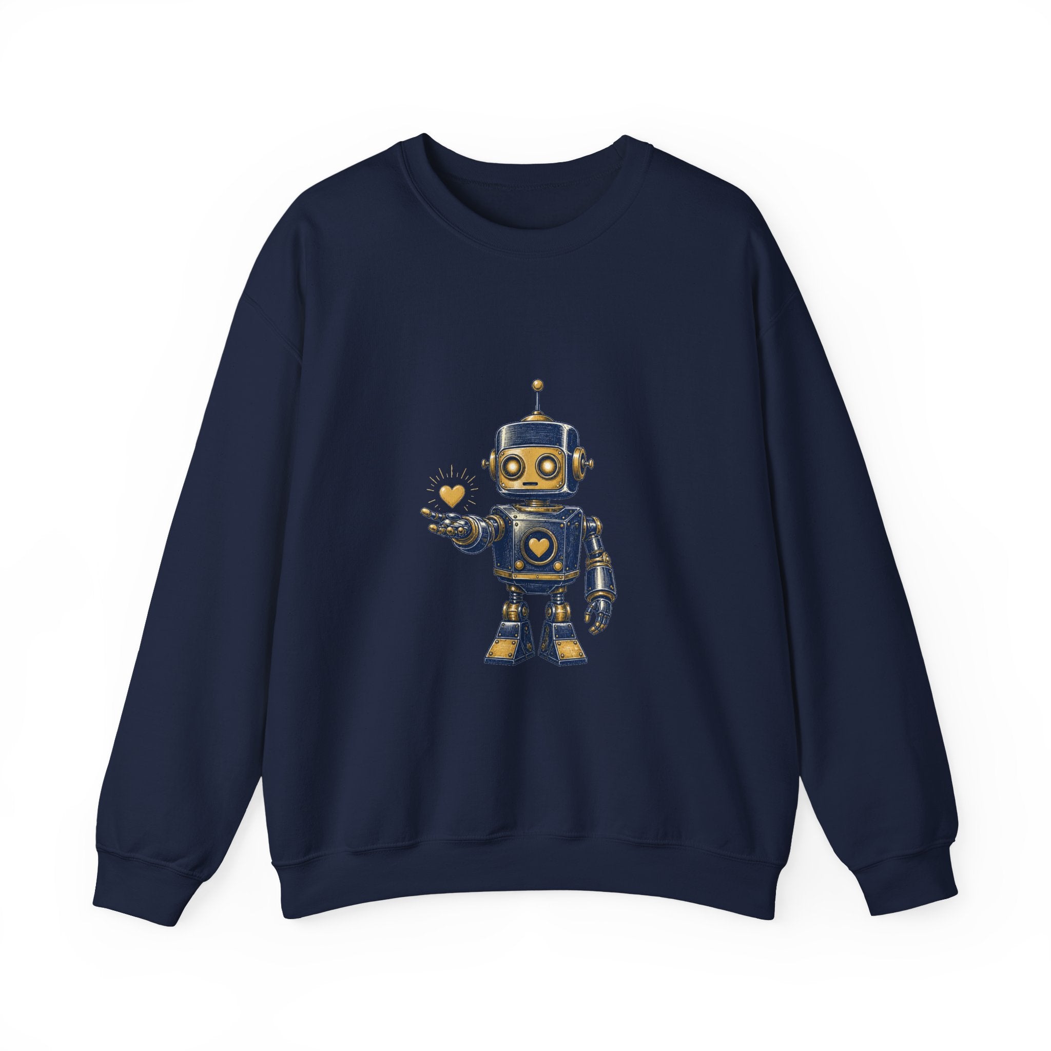 Matching Couple Sweatshirt - Robot & Heart Matching Couple Comfort Colors Crew Hand-Drawn Art His Hers Anniversary Gift - Design A