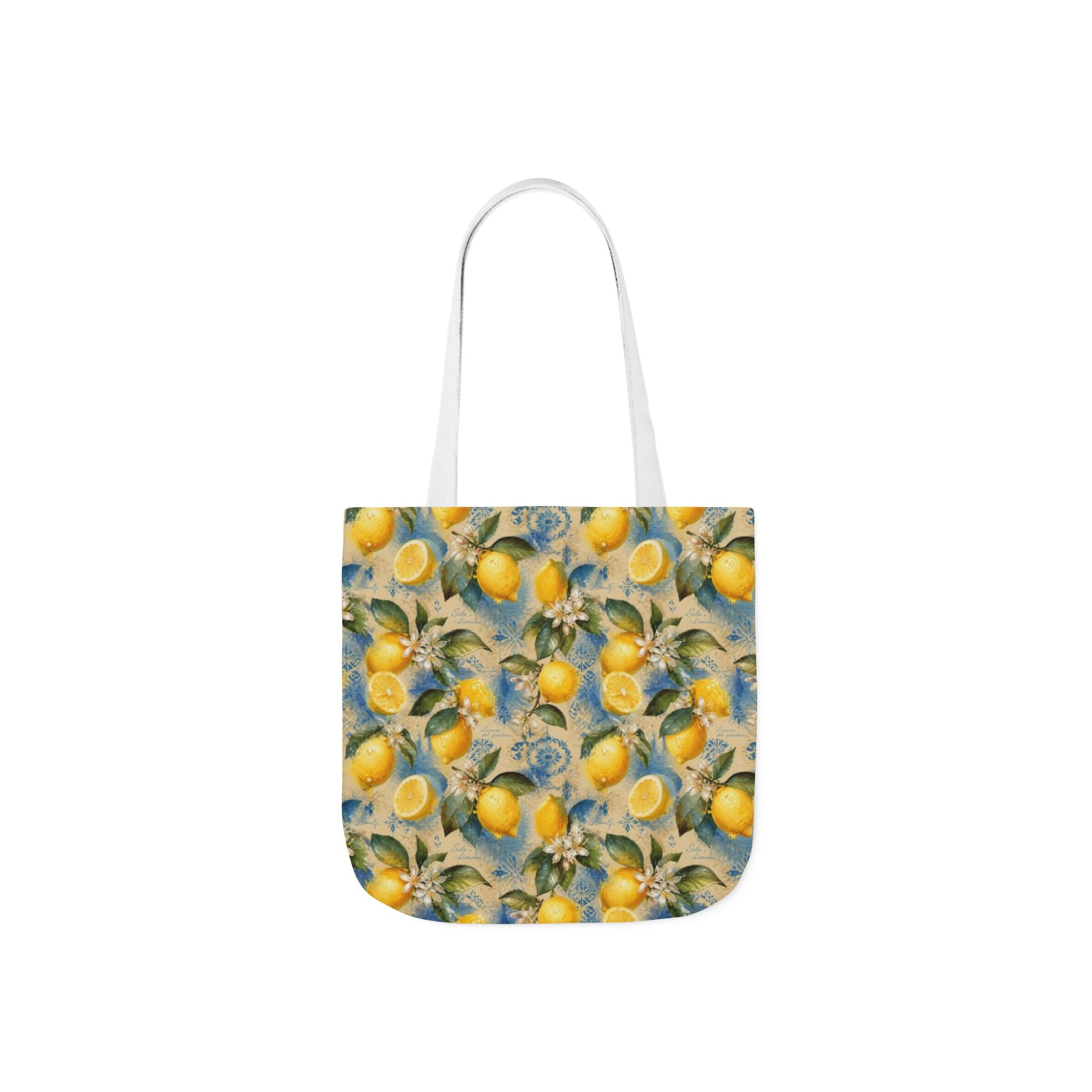 Meyer Lemons Canvas Tote Bag Mediterranean Kitchen Watercolor Splash Design Italian Cottagecore Gift