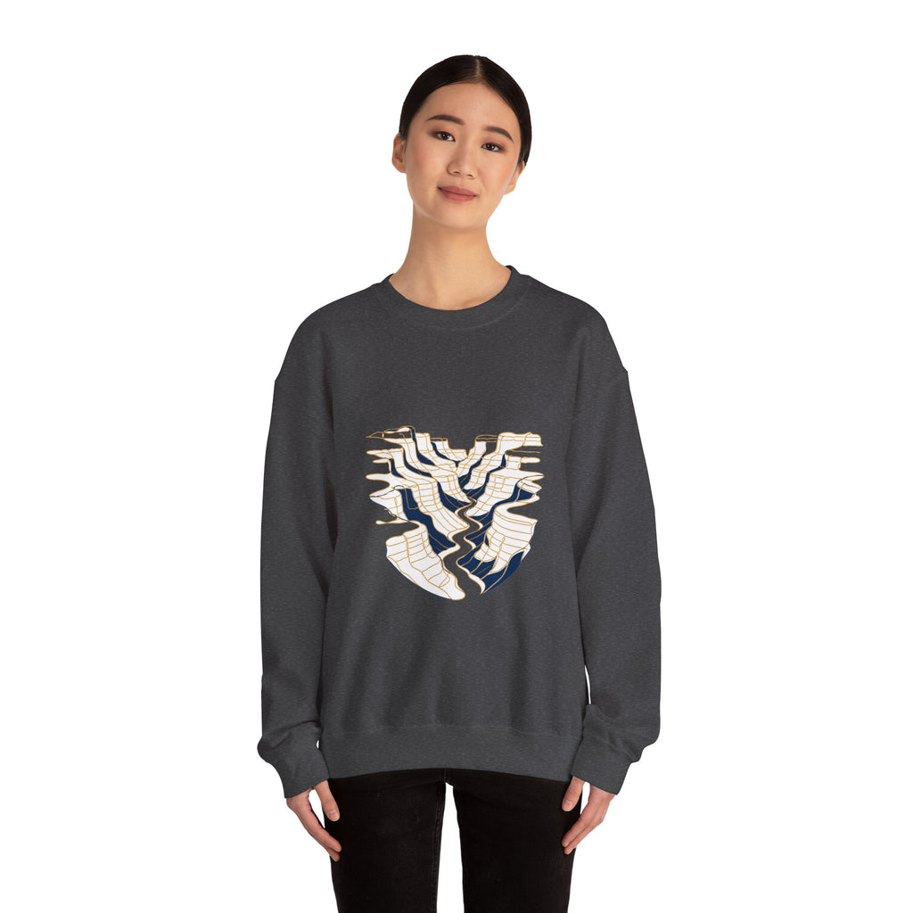 Matching Couple Sweatshirt - Lavender Fields & Canyon Matching Couple Crewneck Sweatshirt Minimalist Art His Hers Valentine Gift - Design B