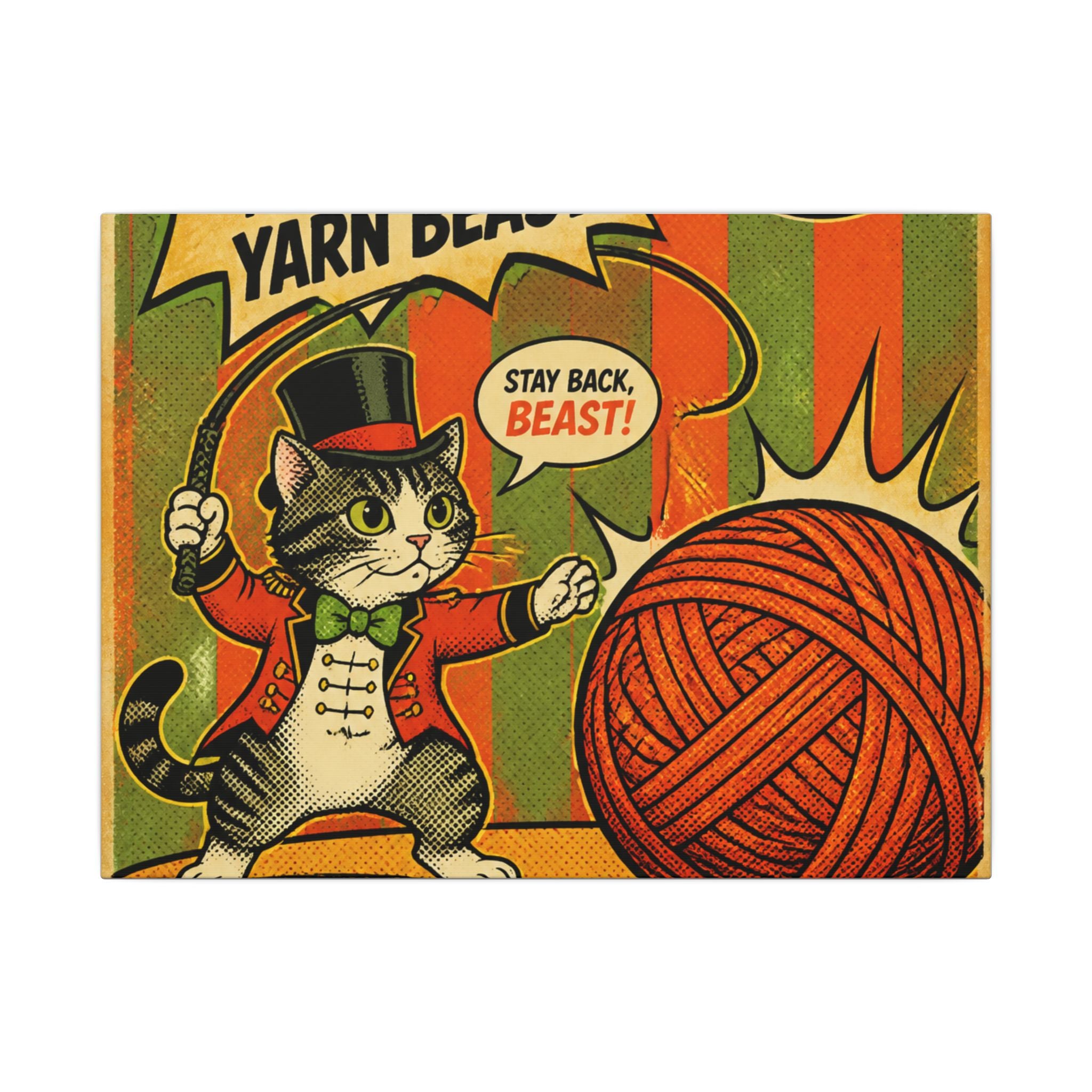 Cat Lion Tamer Wall Art Canvas 16×20 Pop Art Living Room Decor Maximalist Print